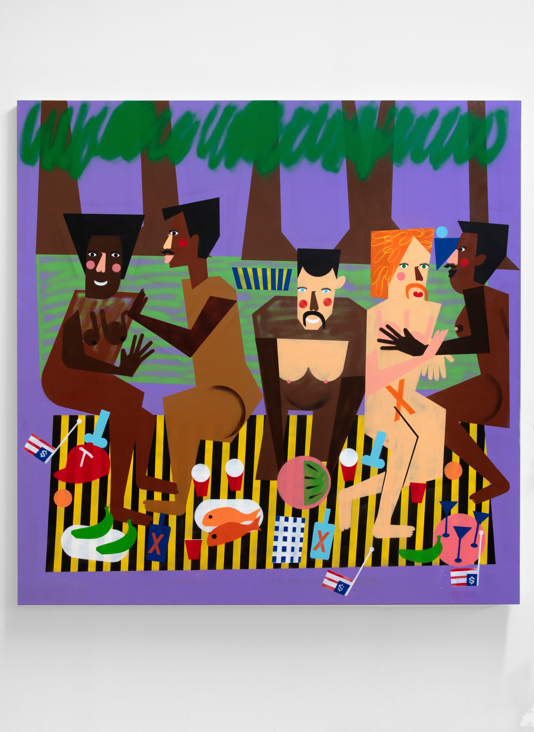 Issa Saturday Study, 2019 acrylic and spray paint on canvas 60 x 60 x 1 1/4 inches