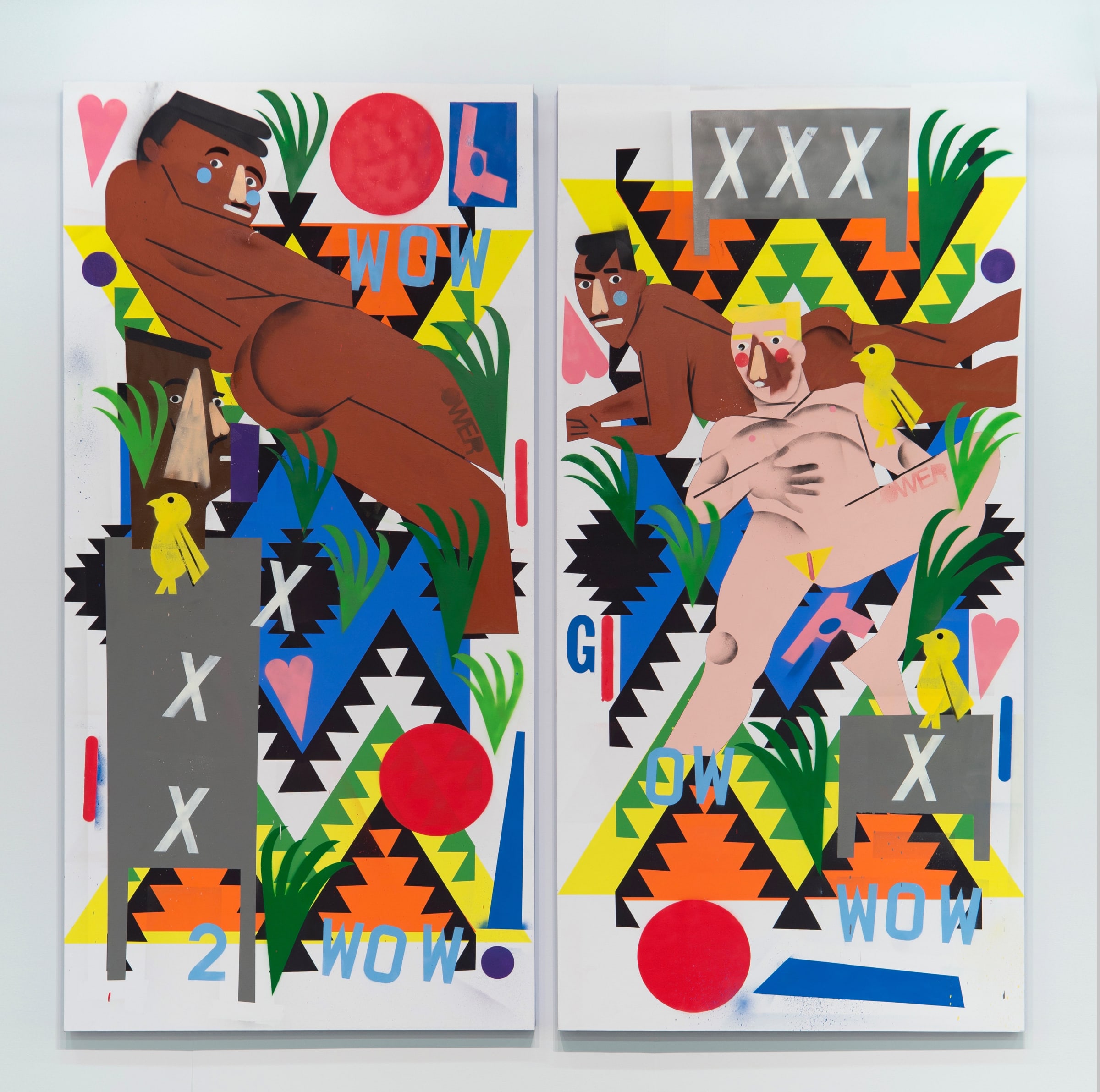 Si, Mister, 2017 Unique ultrachrome pigmented print, acrylic, spray paint 96 x 48 in.