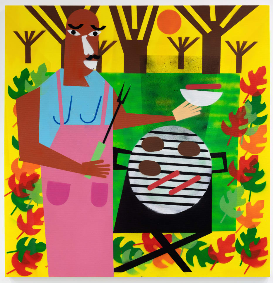 Mr. Brown, 2020 acrylic and spray paint on canvas 48 x 48 x 1 3/4 inches