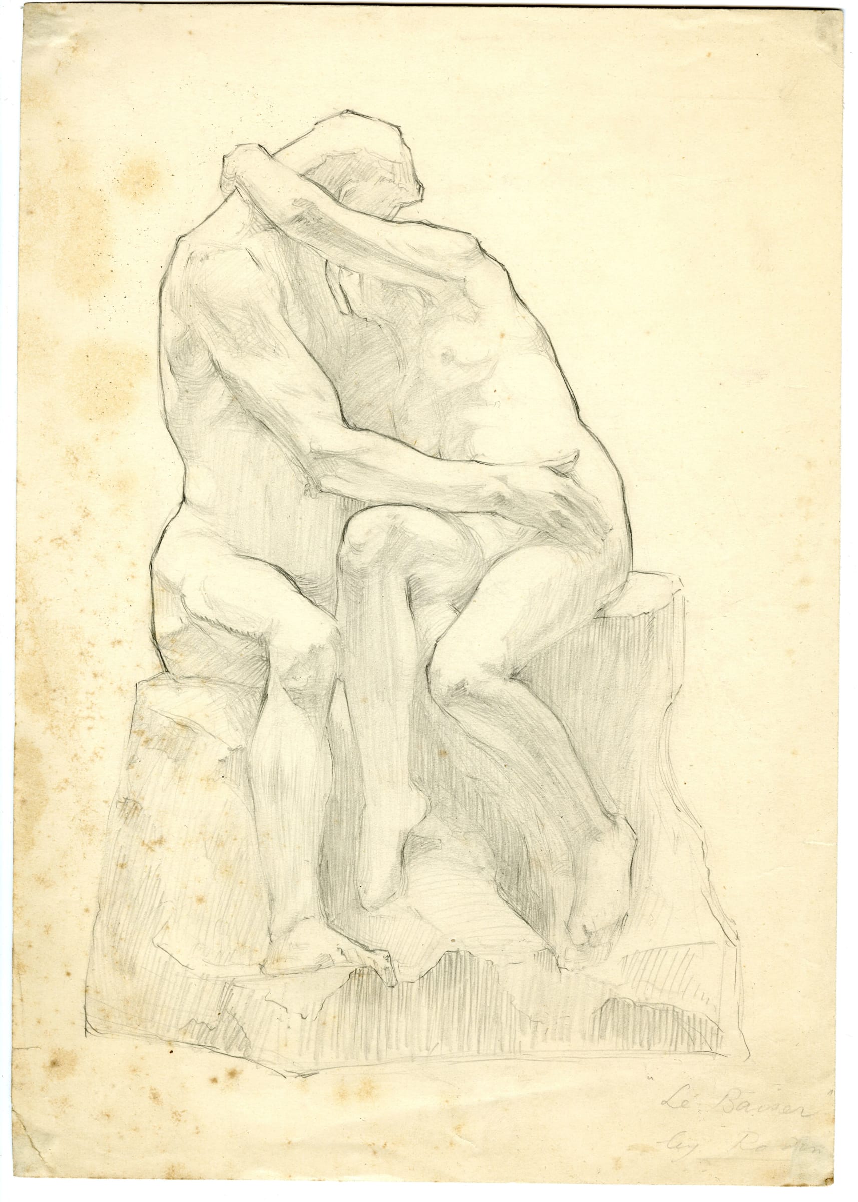 Fanindra Nath Bose ARSA, Sketch of Le Baiser [The Kiss] by Auguste ...