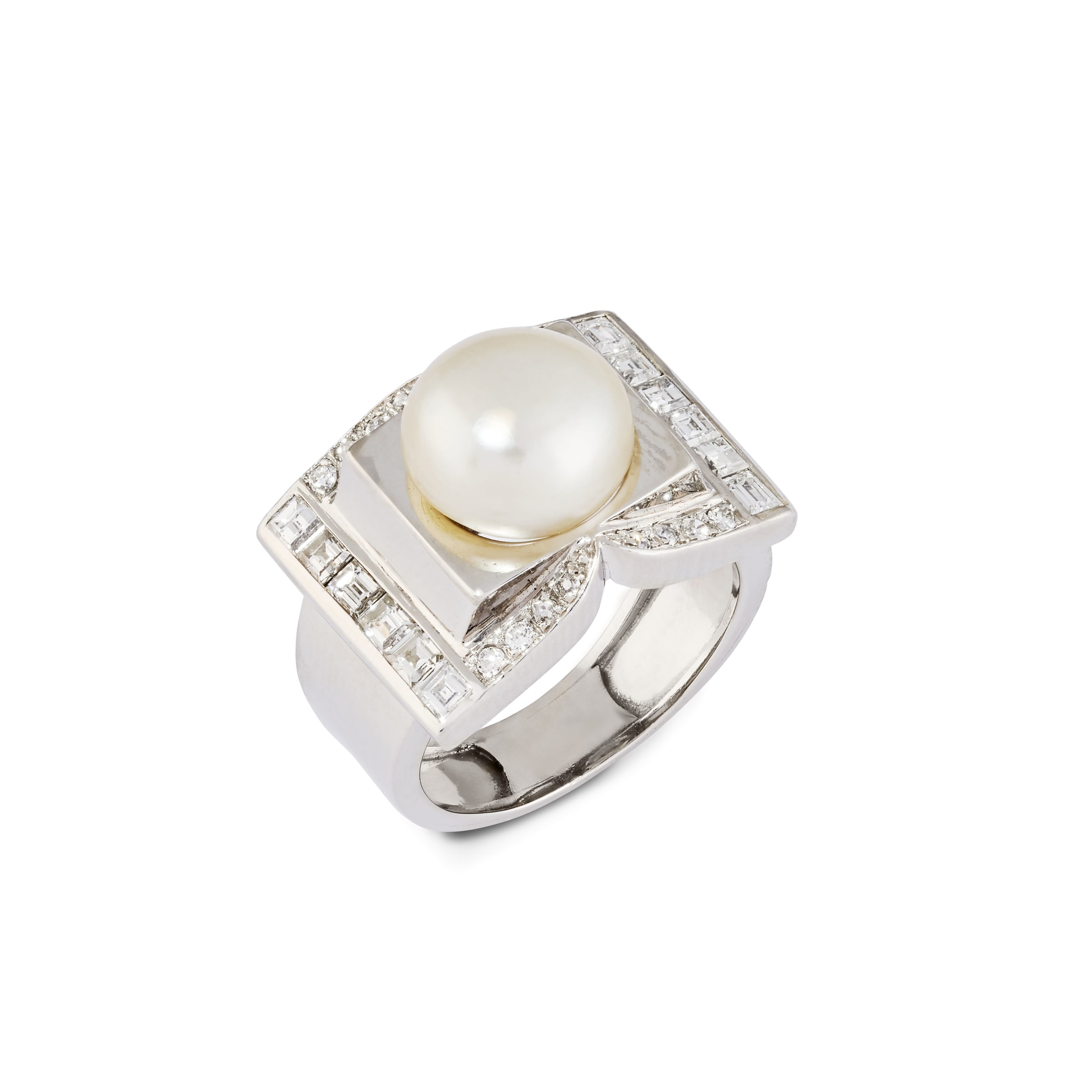 A natural pearl and diamond ring 1935 Symbolic Chase