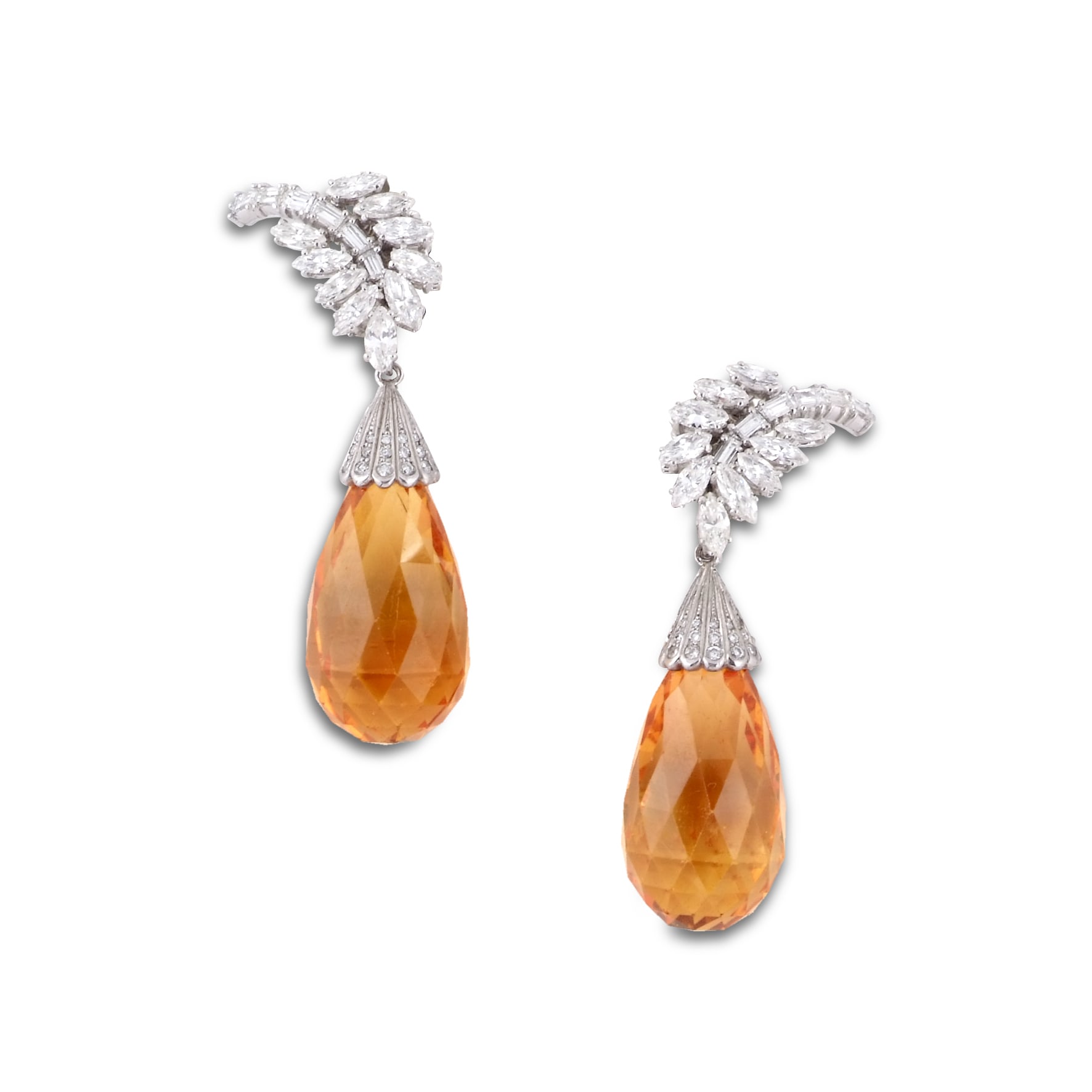*, A pair of imperial topaz and diamond earrings | Symbolic & Chase