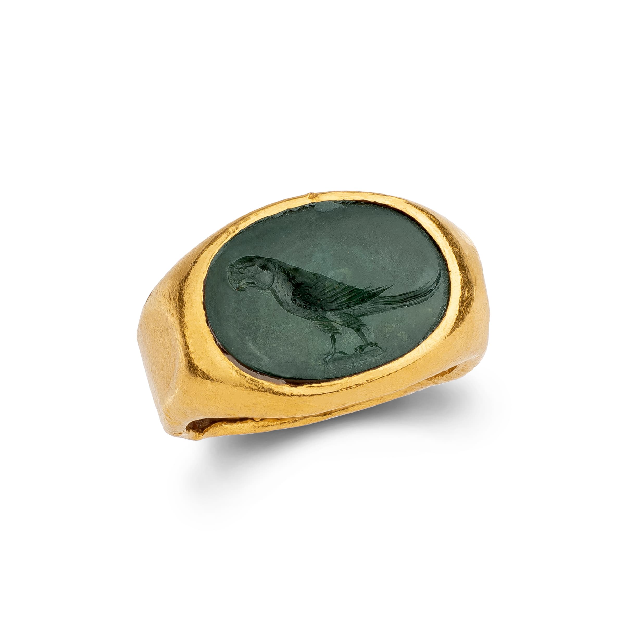 A Roman intaglio ring of a parrot 1st Century B.C. 1st Century A.D. Symbolic Chase