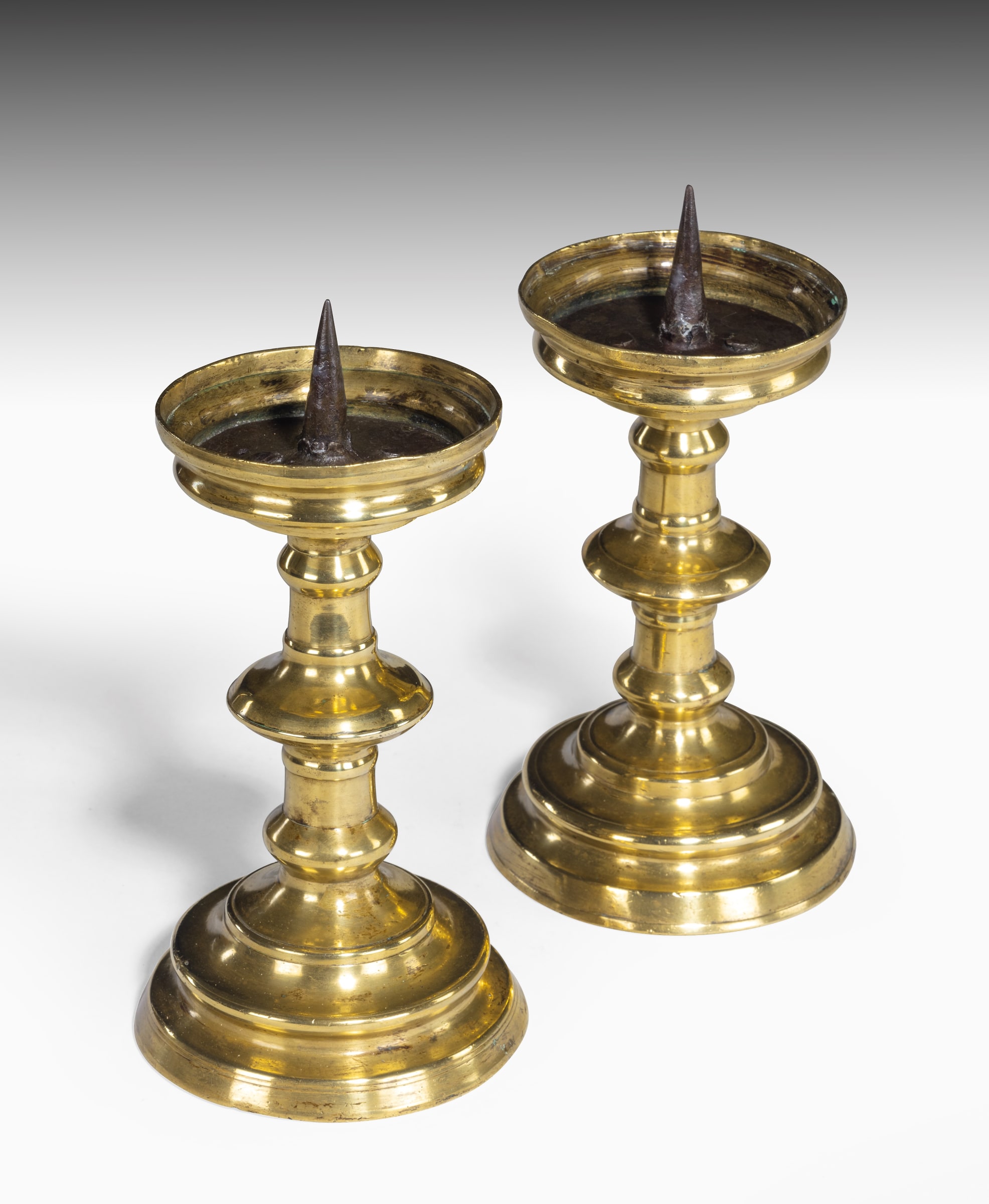 Rare Pair of Victorian Solid Brass Gothic Candlesticks