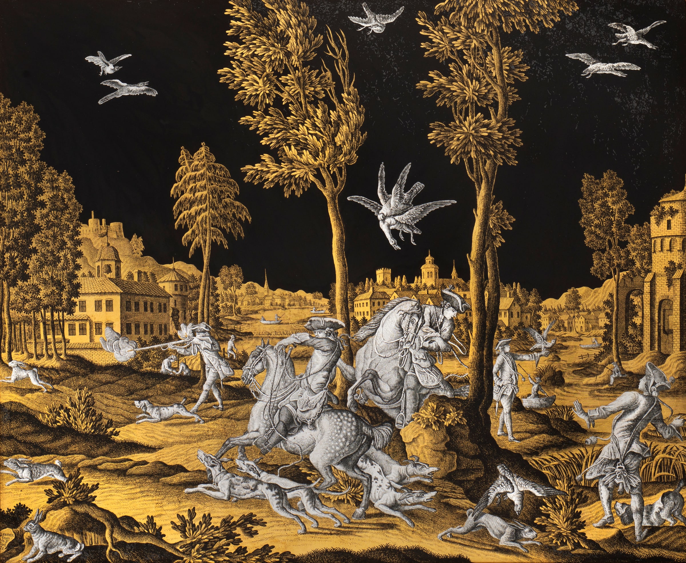 Jonas Zeuner (Kassel 1727-1814 Amsterdam), Verre Églomisé