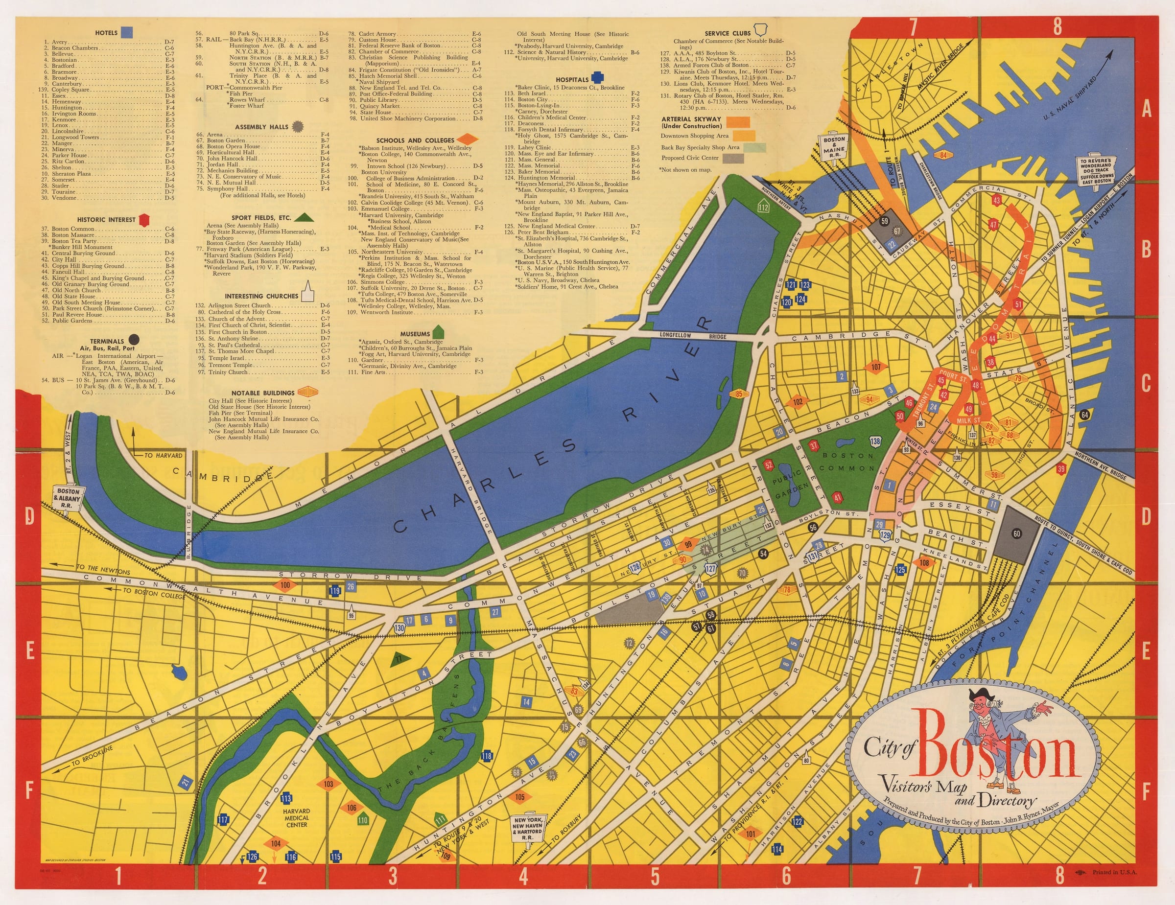Zorigian Studios, City of Boston Visitor's Map and Directory, 1950 c