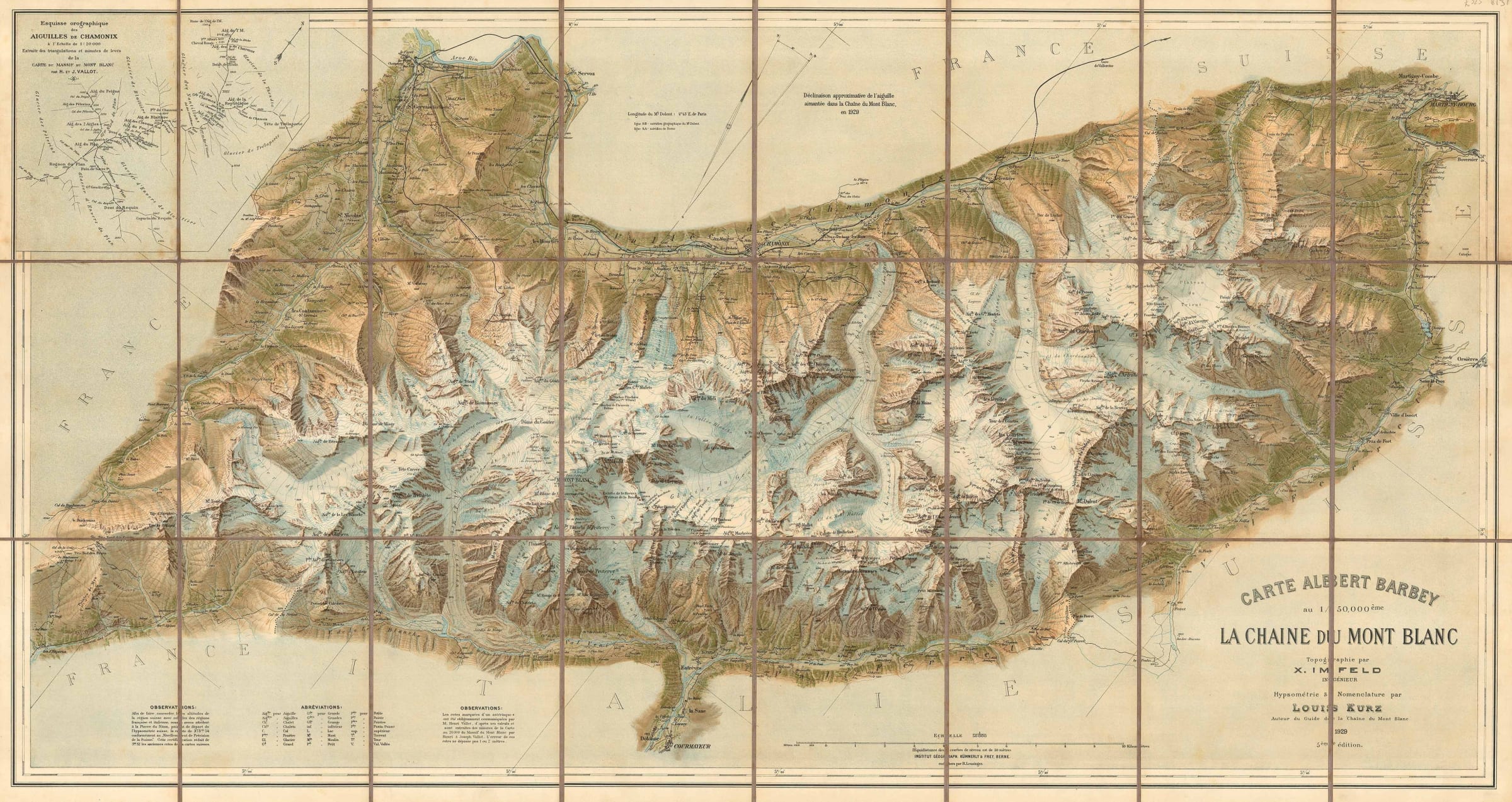 Xaver Imfeld the Mont Blanc Range 1929 The Map House