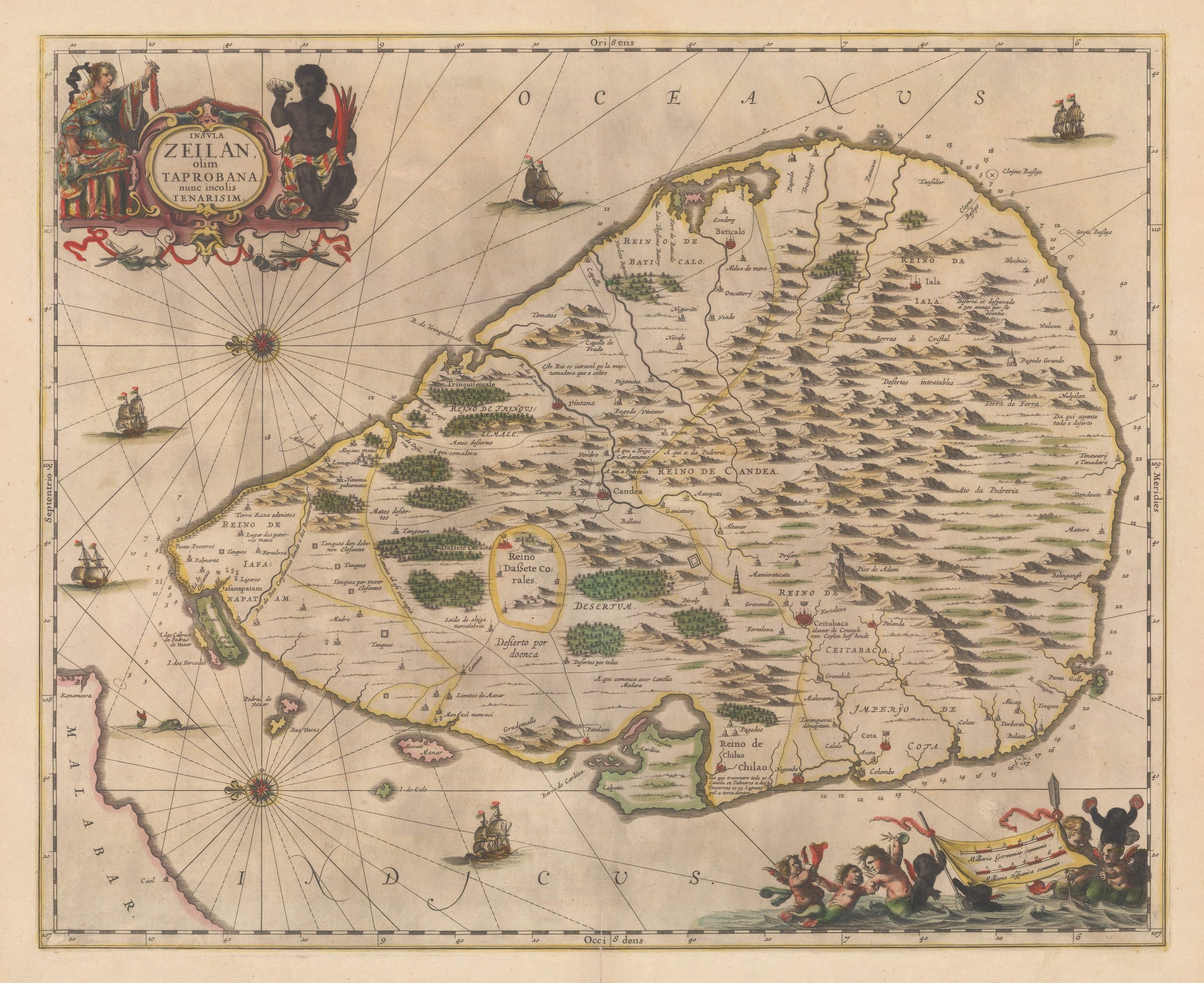 Isula Map Jan Jansson, Insula Zeilan, olim Taprobana, 1650 c. | The Map House