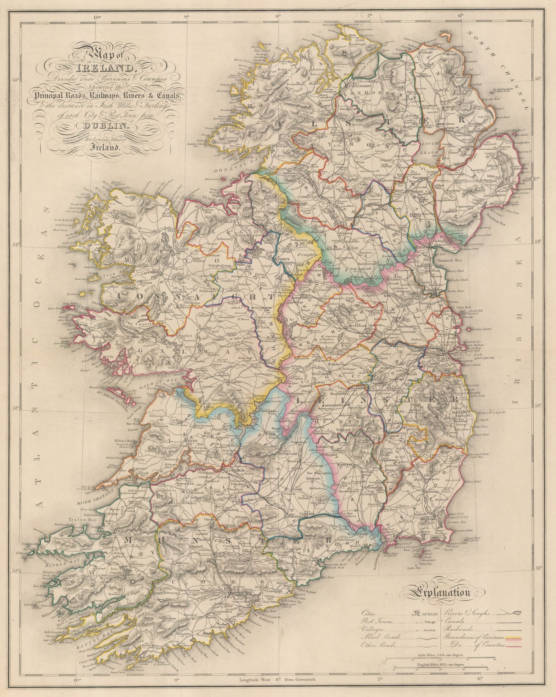 Samuel Lewis, Map of Ireland, 1850 The Map House