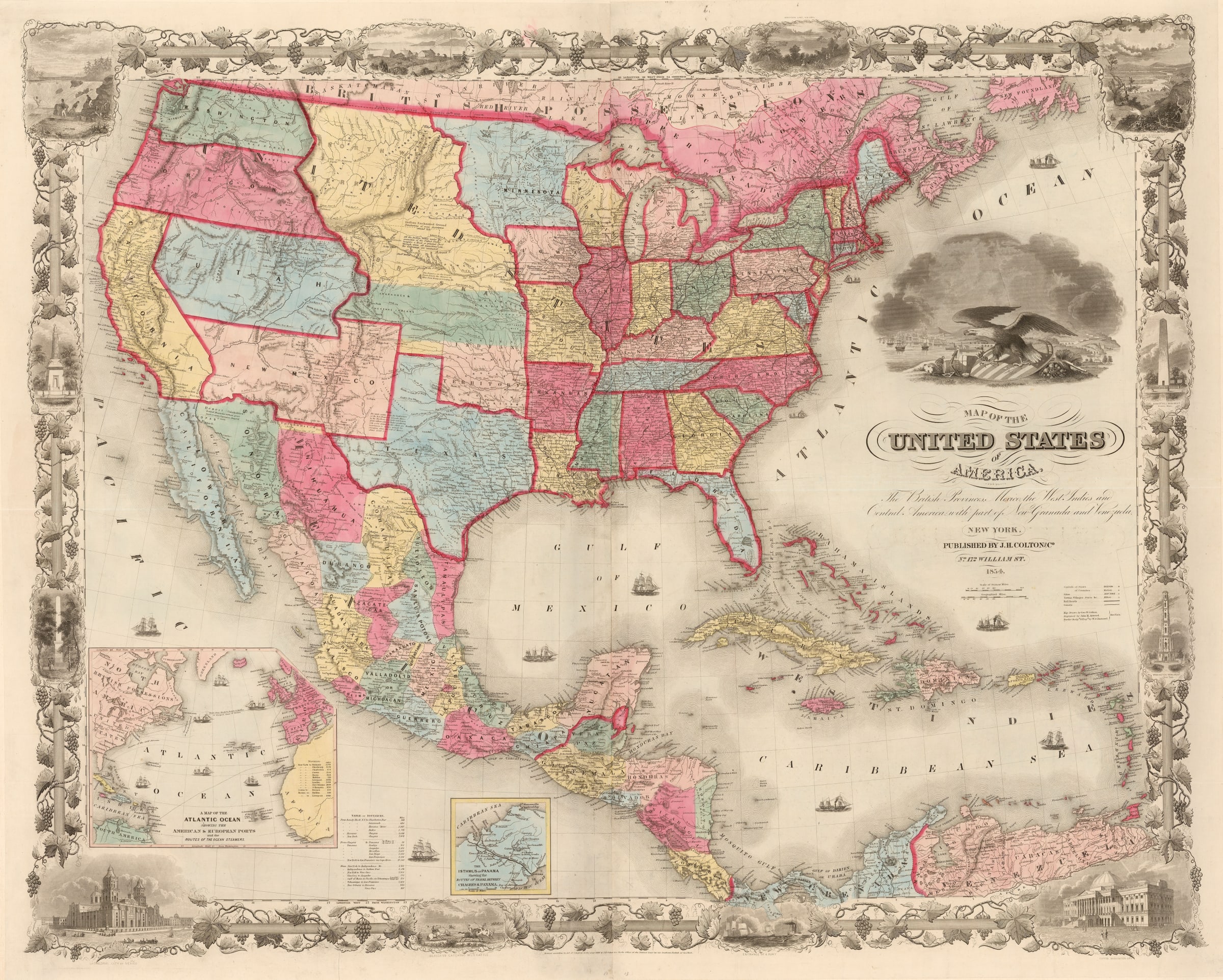 Joseph Hutchins Colton, Map of the United States of America, the British Provinces, Mexico, the
