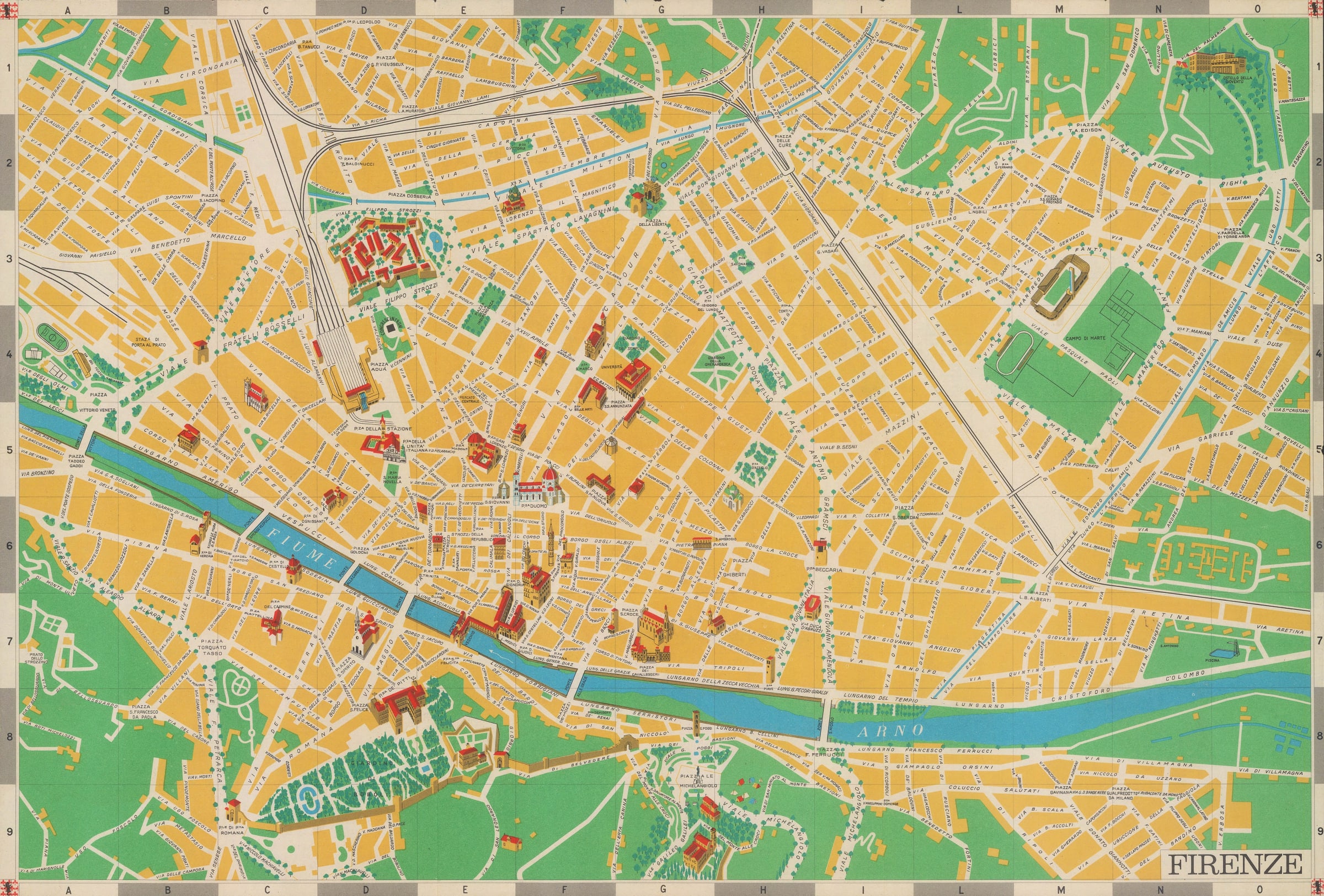 Azienda di Turismo, Tourist map of Florence / Firenze, 1970 | The Map House