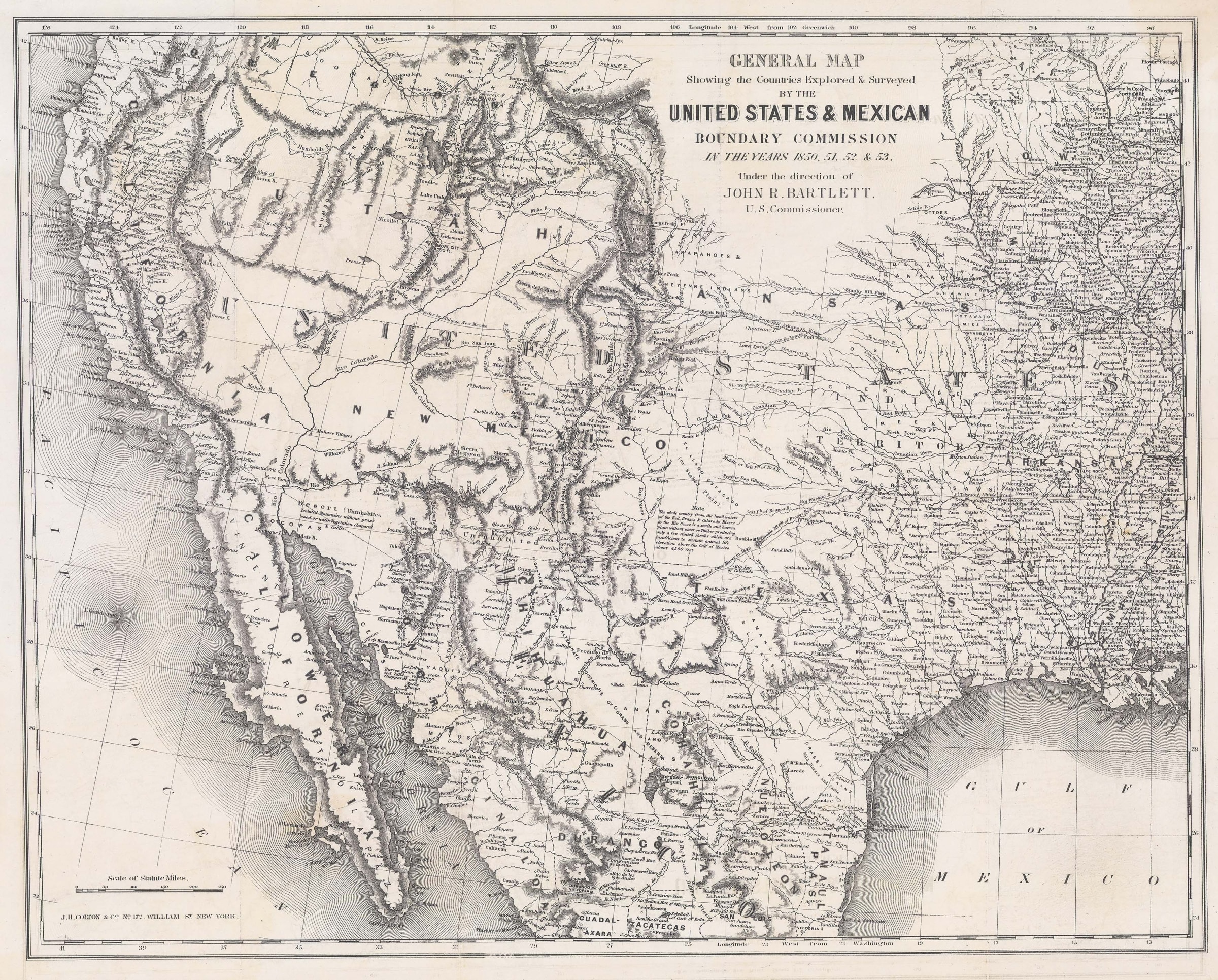John Bartlett, General Map Showing the Countries Explored and Surveyed 