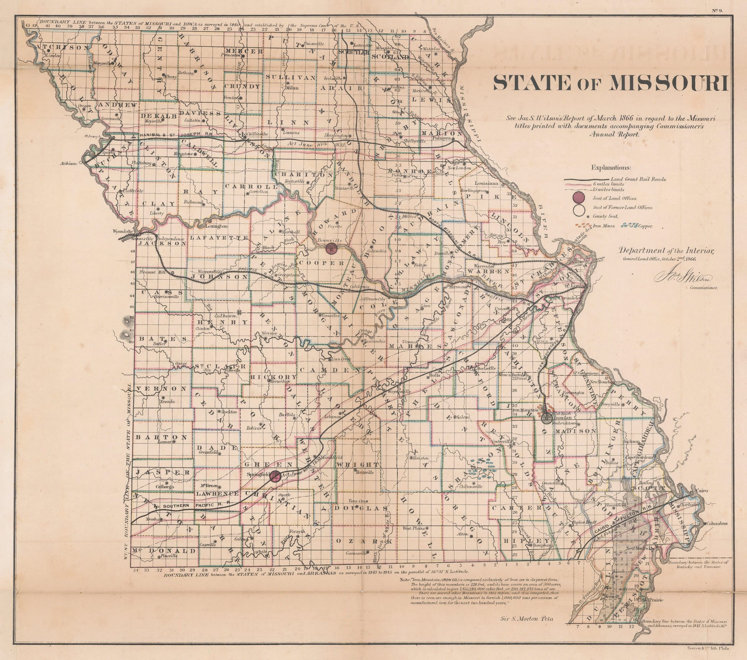 General Land Office (GLO), Missouri, 1866 | The Map House