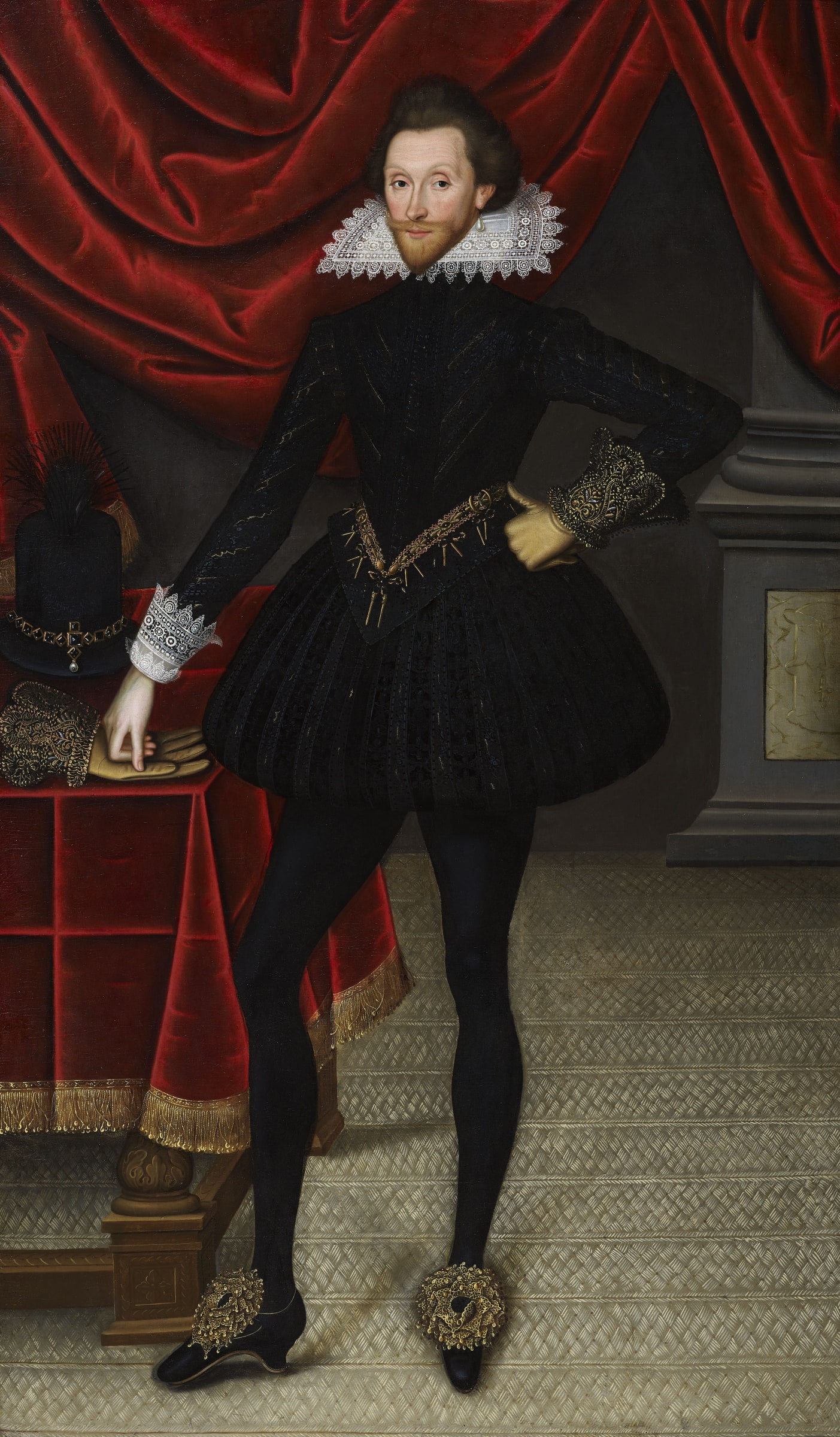 Costume of a gentleman leading a country bride in 1636