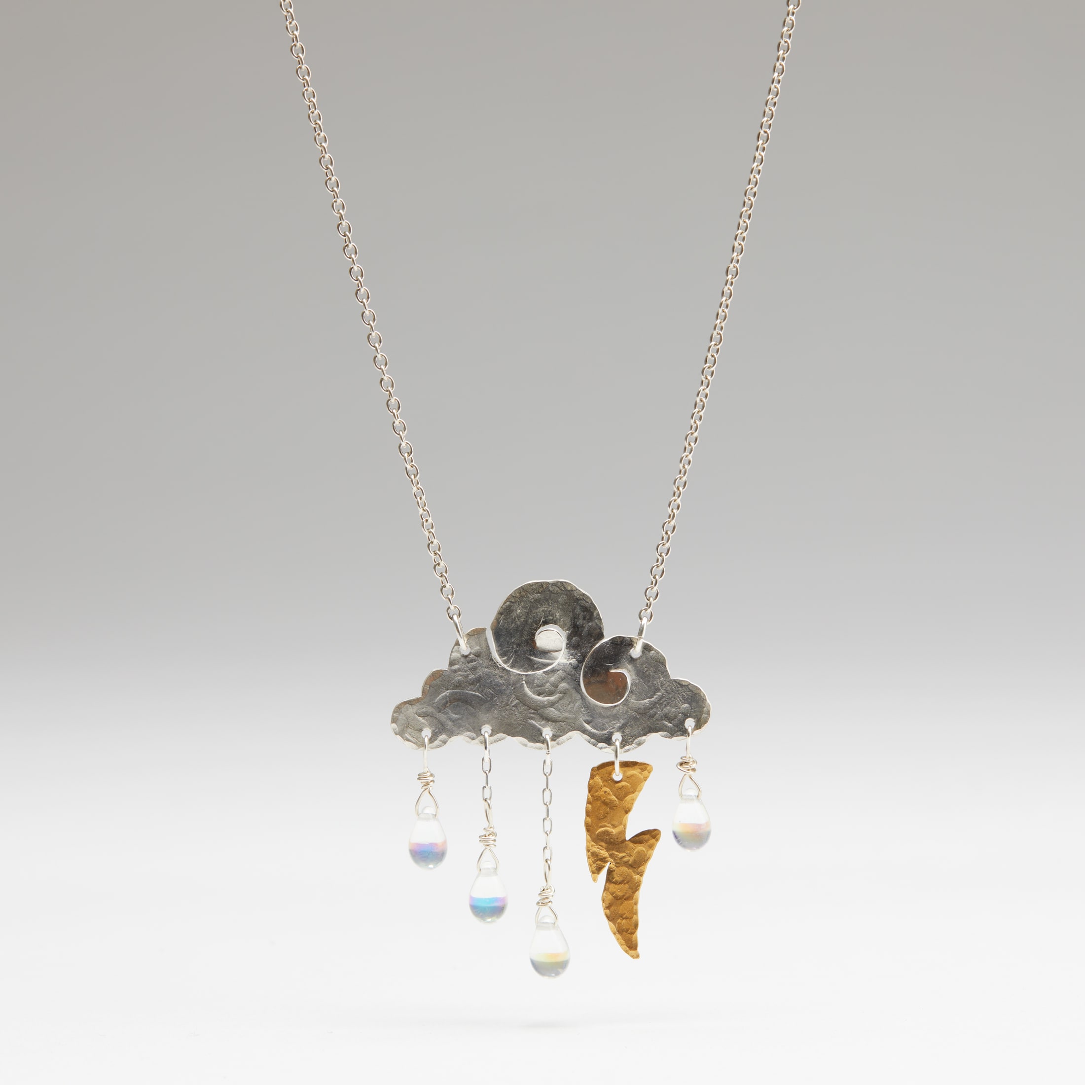 Annette Doreng-Stearns, Rain Cloud Necklace with Lightning and 4 Crystal  Drops, 2022 | form & concept gallery