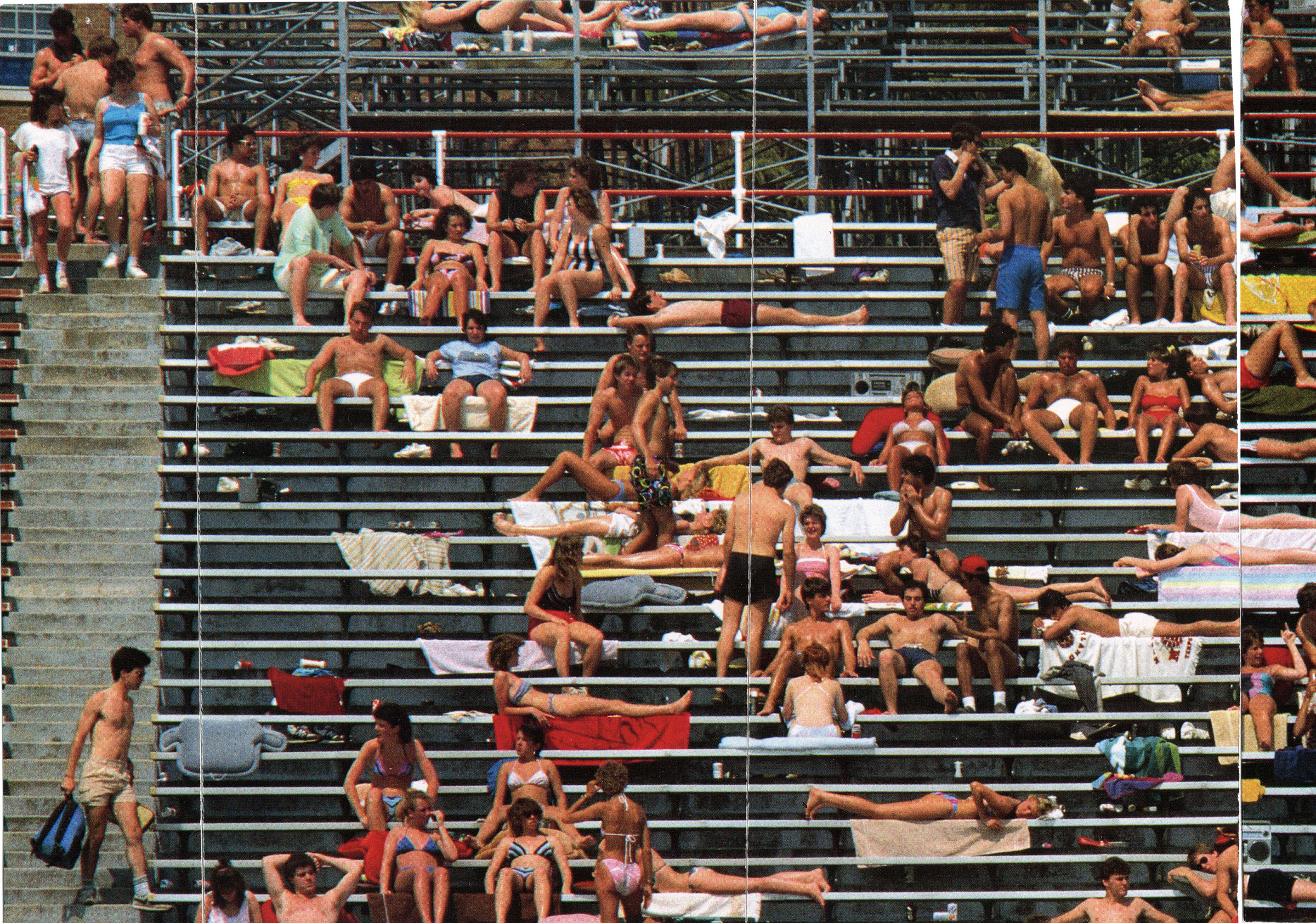 On view in the downstairs exhibition space of the gallery is a series of collages set against the background of...