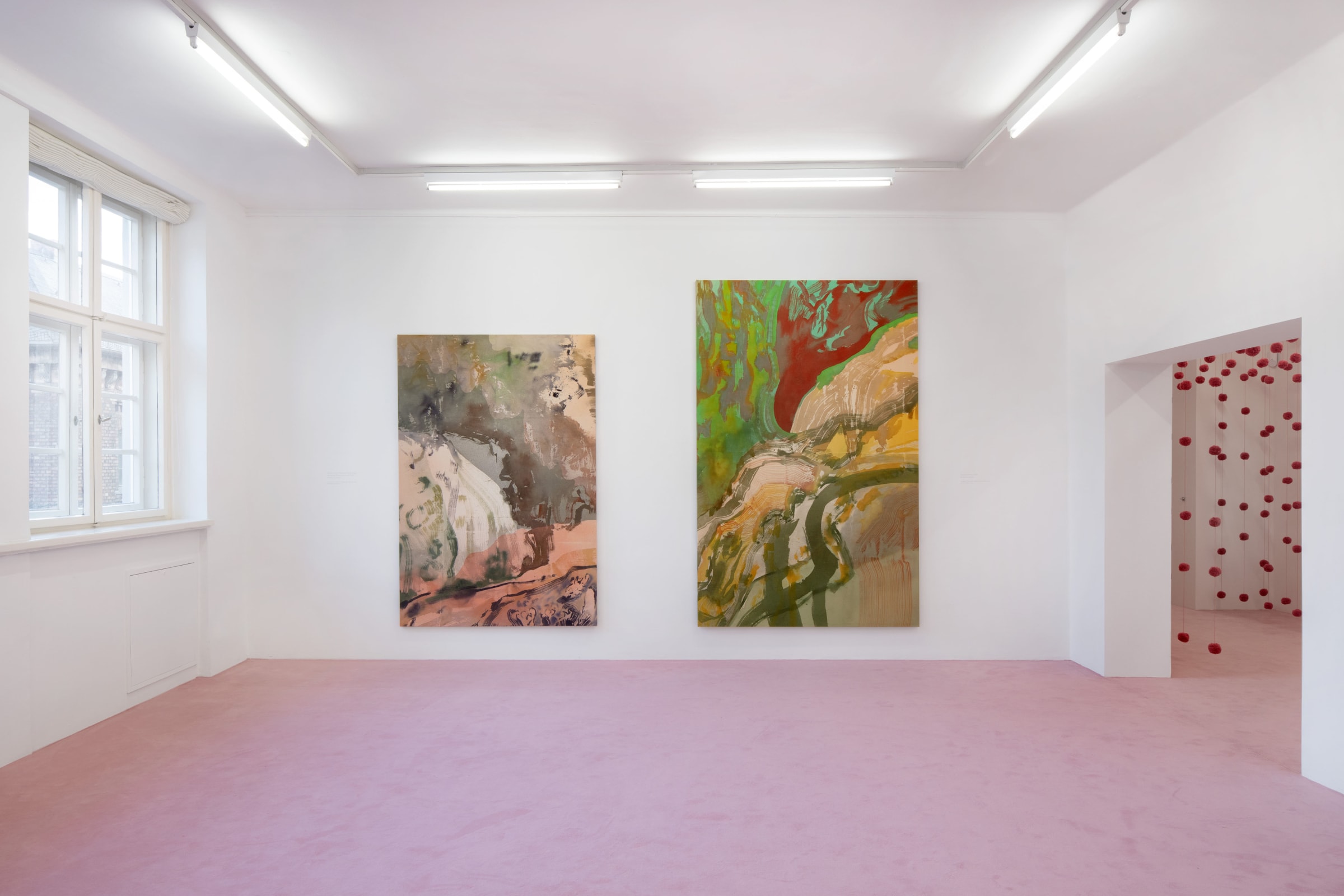 Installation view: Matthew Lutz-Kinoy. Window to the Clouds, Salon Berlin, Museum Frieder Burda, 2021. Courtesy of the artist. Ph: Thomas Bruns