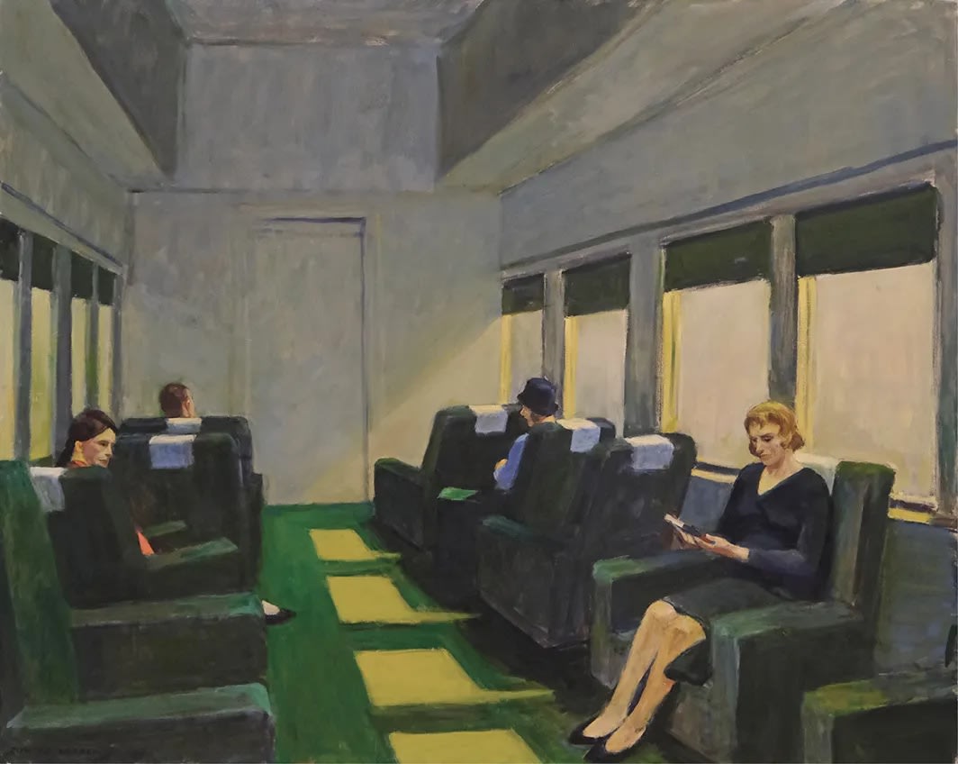 Edward Hopper, Chair Car, 1965, oil on canvas, 40 × 50″. © Heirs of Josephine N. Hopper/Licensed by Artists Rights Society (ARS), New York