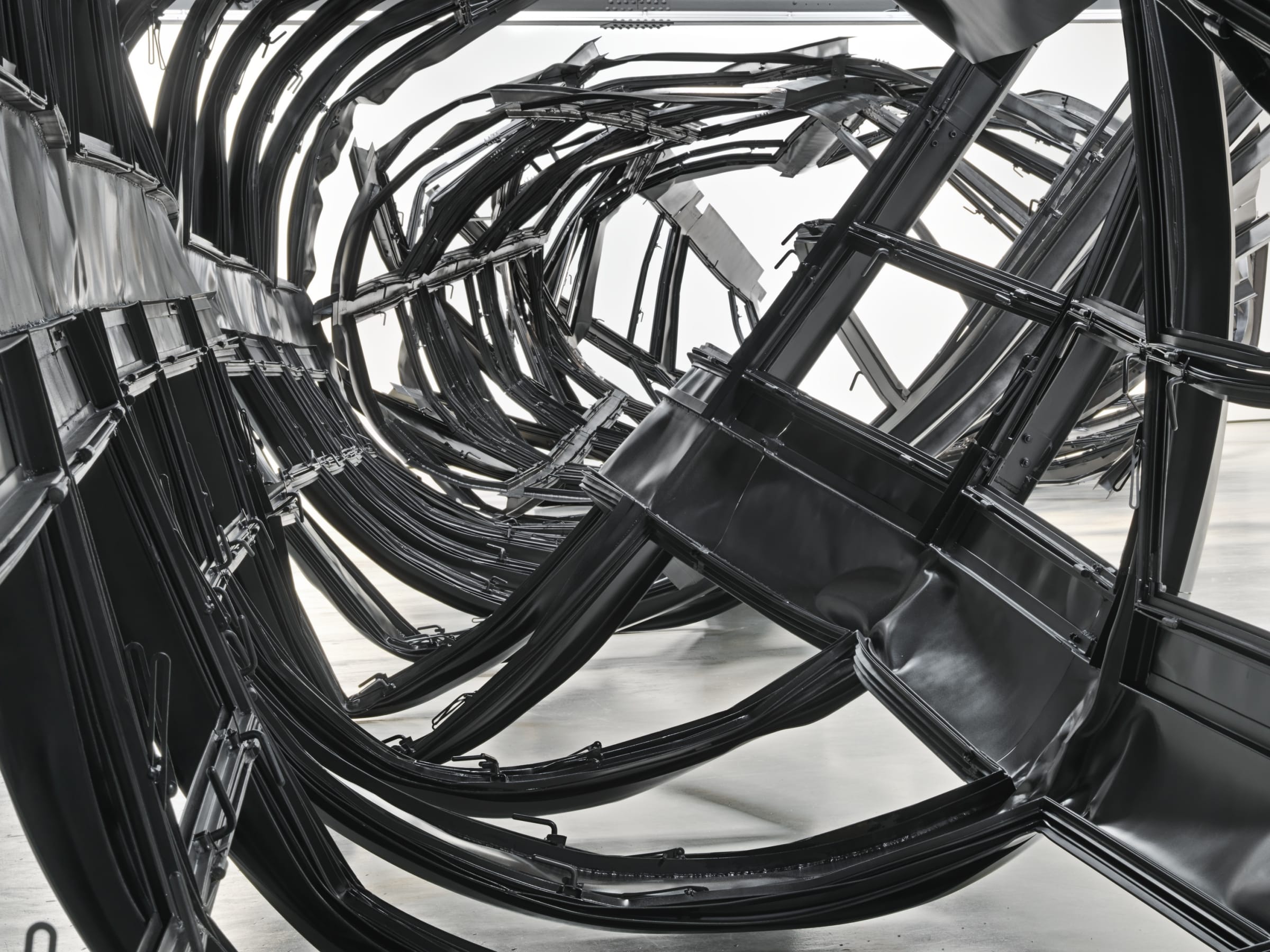 Installation view: Monika Sosnowska, Exercises in Construction, Bending, 2020, Garage Museum of Contemporary Art, Moscow