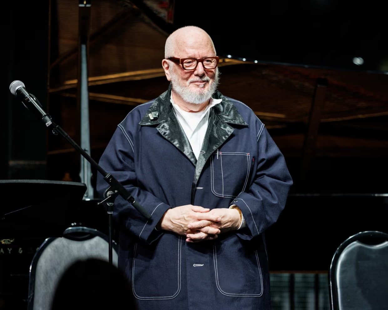 Stephen Prina performing in September 2025. Photograph: Maria Baranova / The Museum of Modern Art, New York