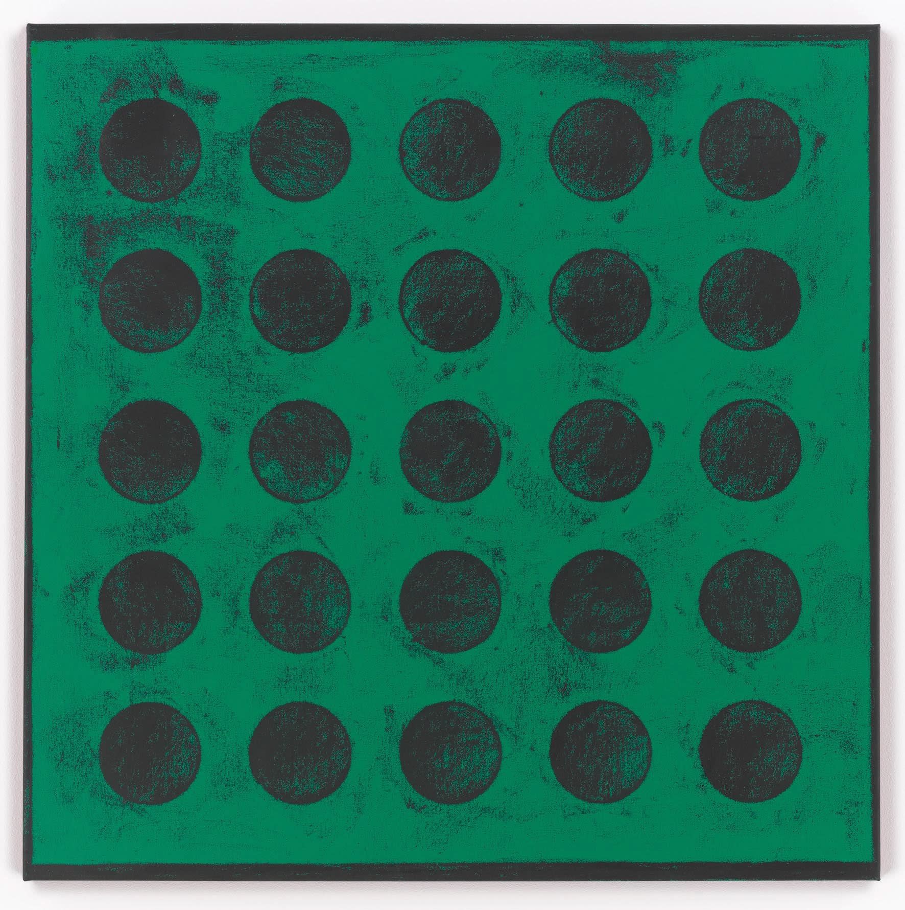 Matt Mullican: Untitled (Elements), 2012, signed and dated verso, Oil stick, acrylic on canvas, rubbing, 122 x 122 cm, 48 x 48 inches