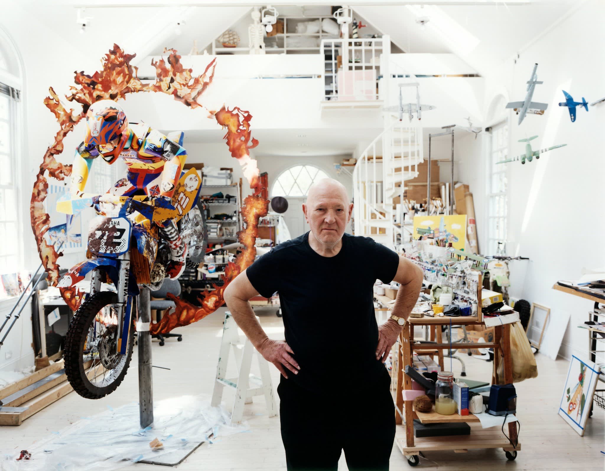Malcolm Morley in his Studio in in Bellport, NY, in 2009. Ph: Jason Schmidt