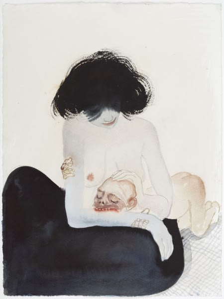 康塔洛夫斯基作品里所展现的非理性场景是一种对边界范围、身体舒适距离、事物的相互影响力及残酷性等感受的深入探索,同时也是对地位焦虑和生存危机的讽刺。艺术家刻意将当下流行的视觉文化元素,例如卡通,插画,电影及广告等形式融入到文学和艺术的经典之作中,以颠覆陈规和原型。 他绘画作品的表面经过日积月累地层层微小磨损及肌理和色彩的再次重组逐渐给观者呈现出一种全新的视觉感受。这种画面色彩和质感的重组赋予了作品变幻莫测的面孔,并使每次观看都有新的视觉发现和体验。