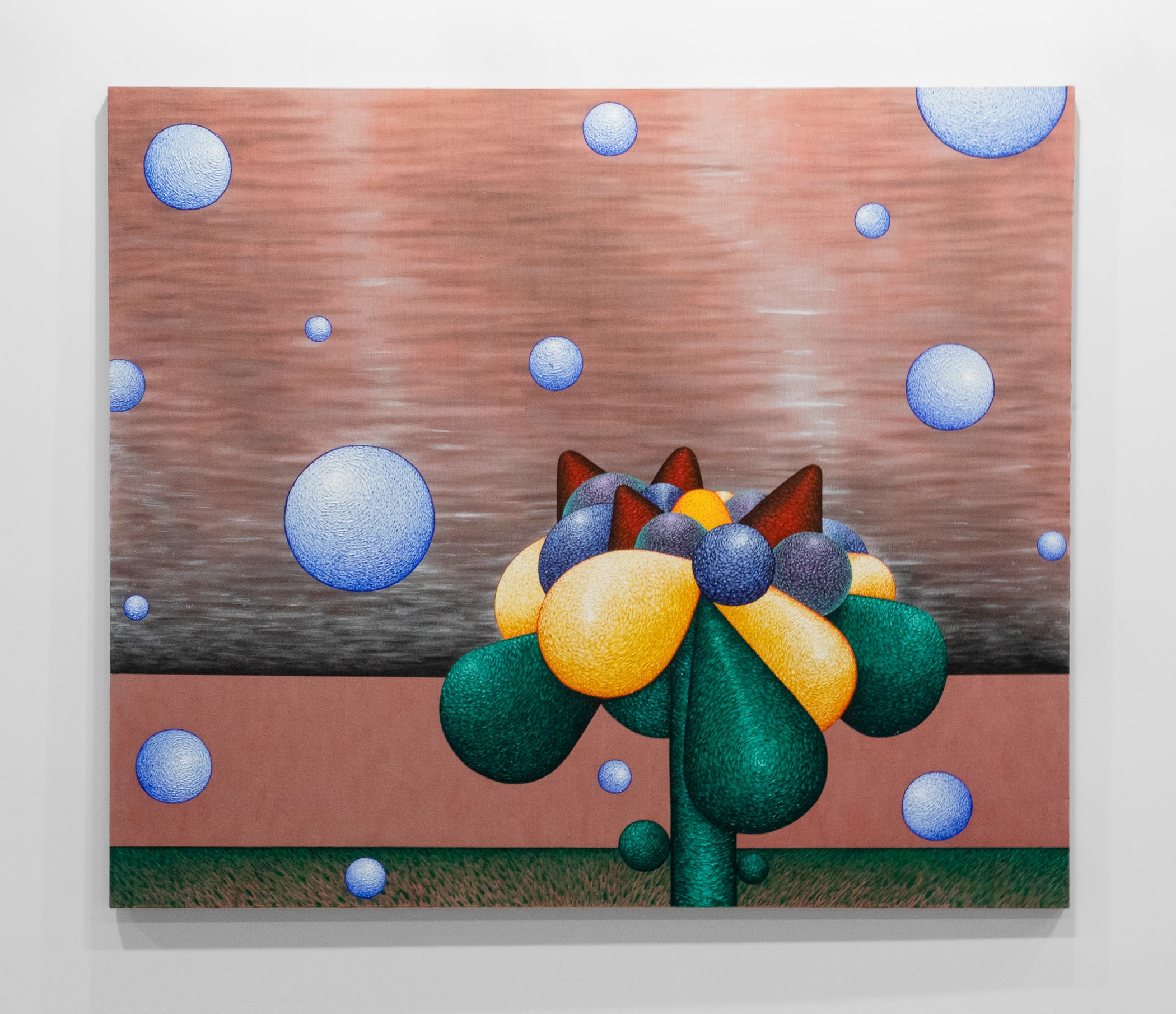 Christian Butterfield, Apology flower #8 (across the bay), 2021, acrylic on canvas, 84 x 72 in