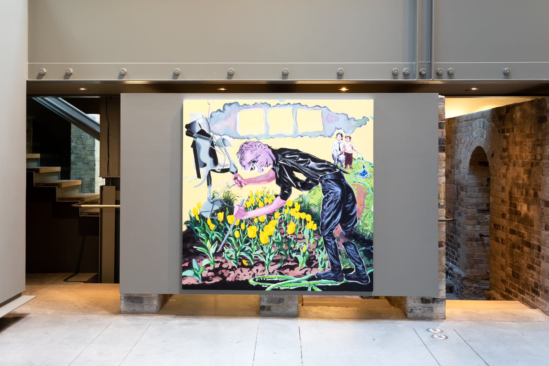 Rafael Yaluff, The Gardener, 2019, oil and acrylic on canvas, 67 x 67 in.