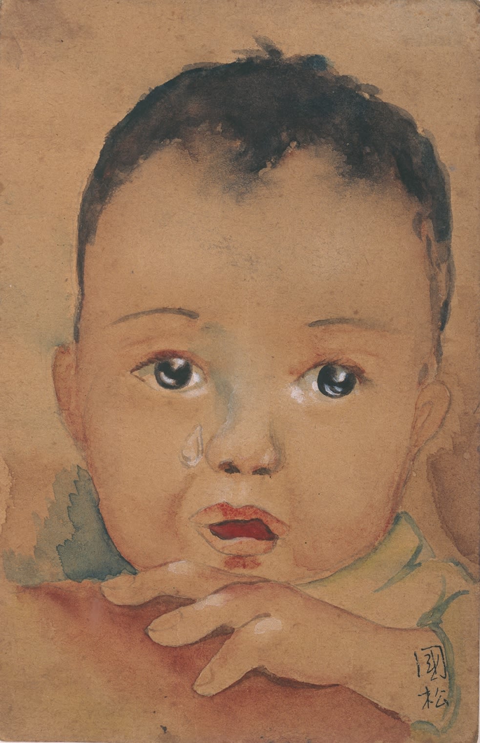 Mom, where are you? 媽媽，你在哪裡？ 1949 Watercolor on paper, postcard 13.8 × 8.8 cm Shandong Museum, Jinan