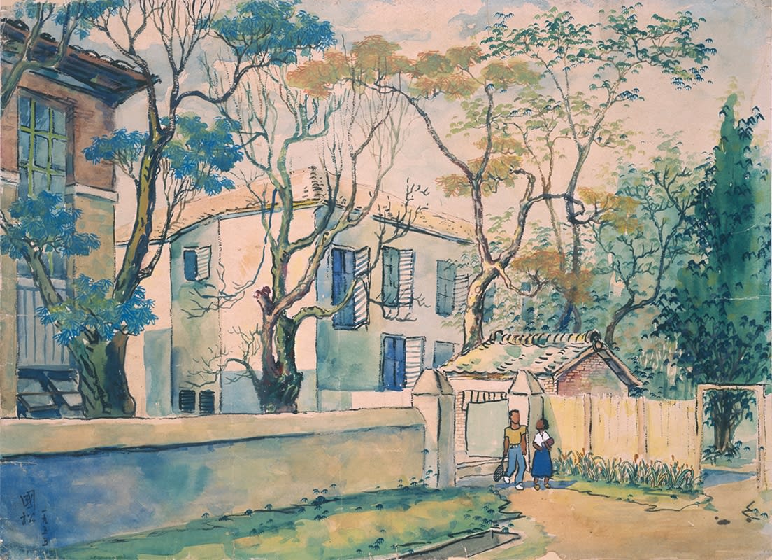 Back Door 後門 1955 Watercolor on paper 39.5 × 55 cm The Palace Museum, Beijing