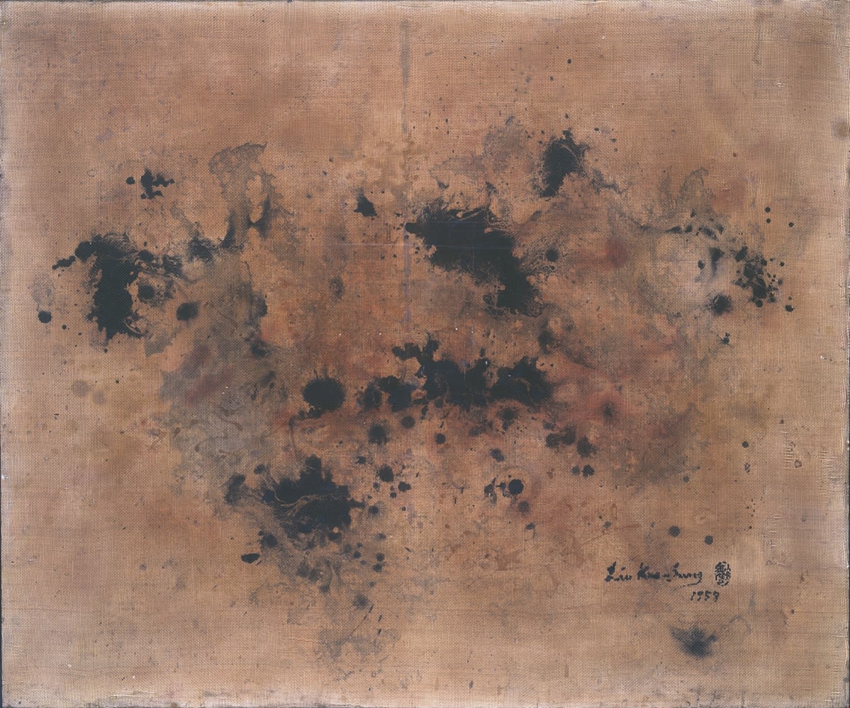 If Heaven Were Sentimental, Heaven Too Will Become Aged 天若有情天亦老 1959 Plaster ground, oil, and ink on canvas 79 × 98 cm