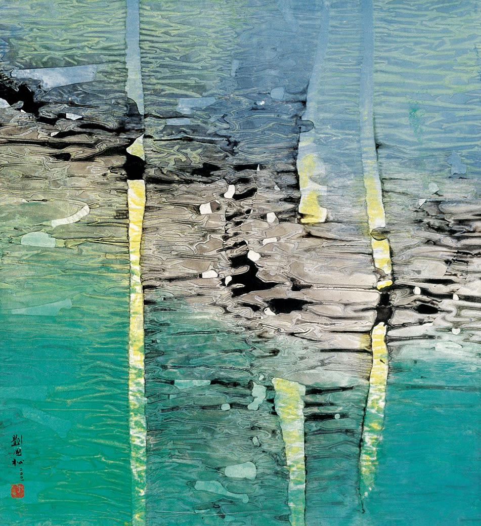 Ripples: Jiuzhaigou Series No.12 漾：九寨溝系列之十二 2001 Ink and color on tracing paper 70 × 64.5 cm