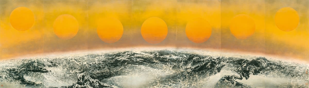 Midnight Sun II 午夜太陽 II 1985 Ink and color on paper 185 × 633 cm The Take A Step Back Collection, Hong Kong