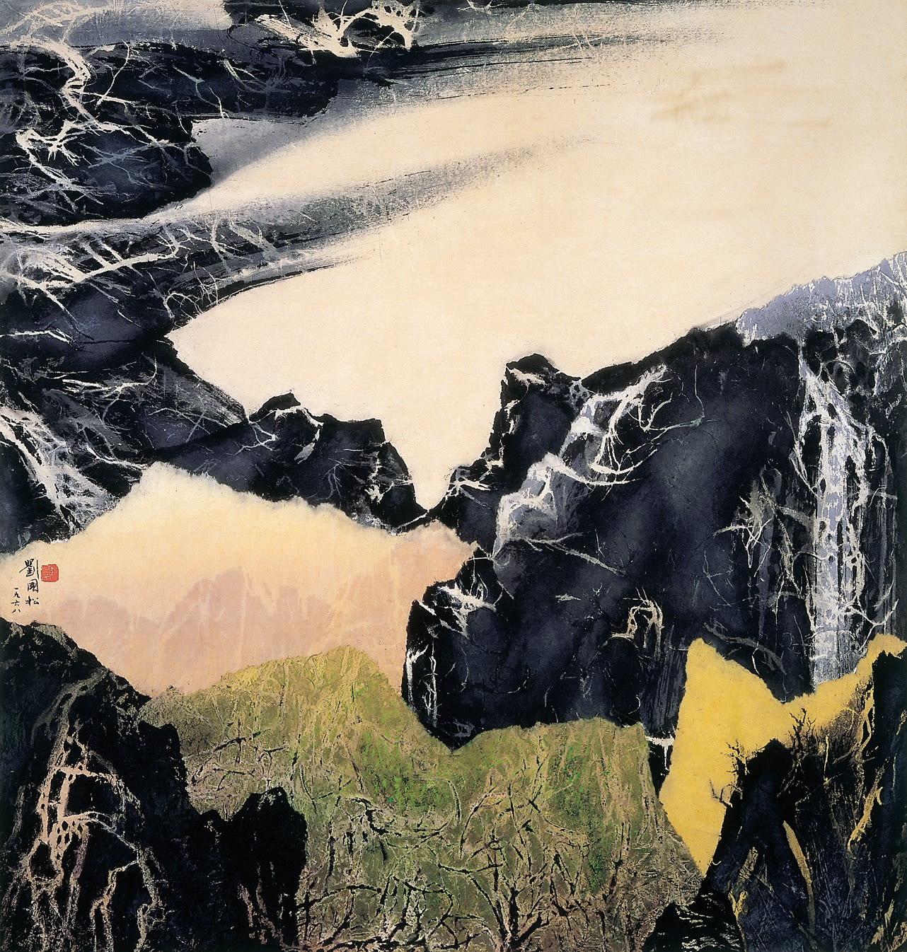 1968 | Mountain Beyond Mountains | Ink and color with collage on paper | 99.3 x 94.5 cm