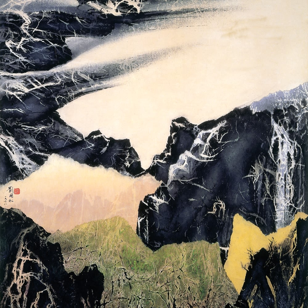 1968 | Mountain beyond Mountains | Ink and color with collage on paper | 99.3 × 94.5 cm