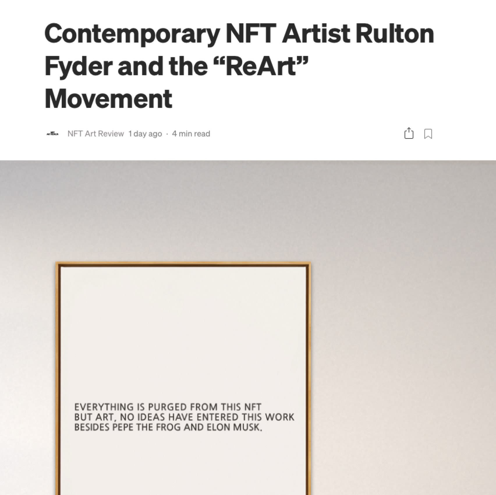 NFT Art Review discusses Rulton Fyder and the "ReArt