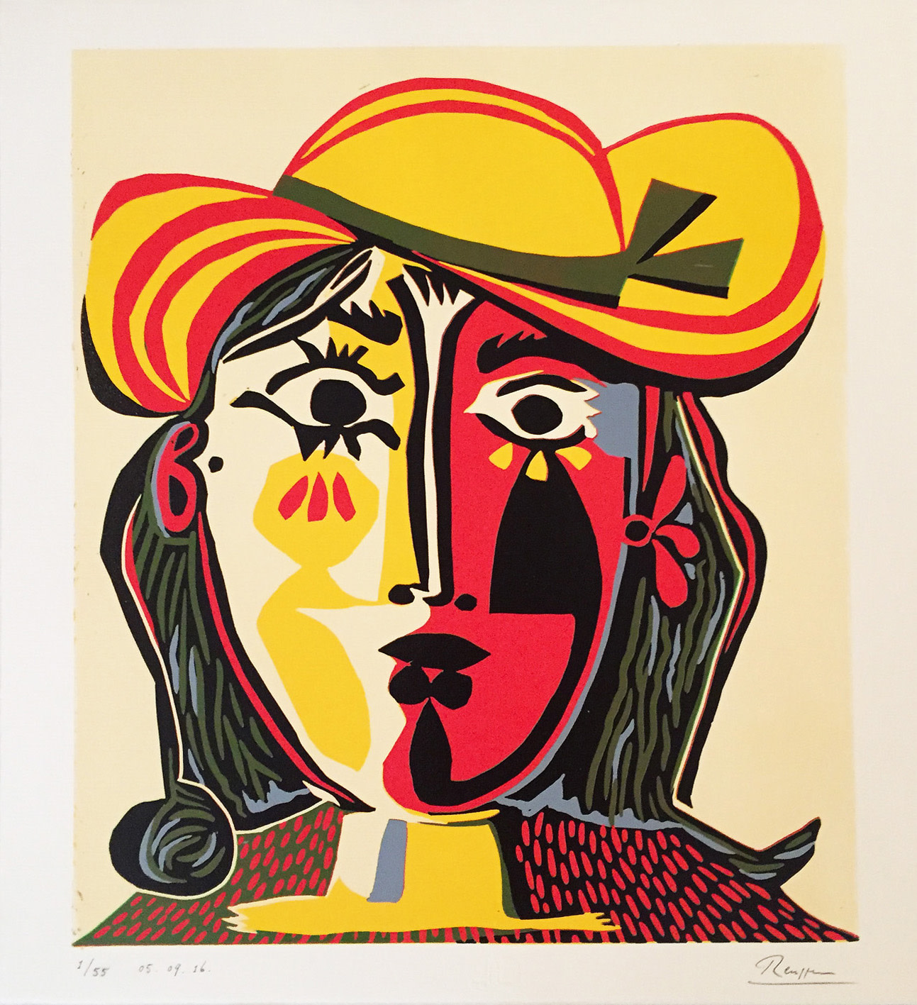 Erik Renssen, Size M | Woman in a red and yellow hat, 2016 | Renssen Art  Gallery