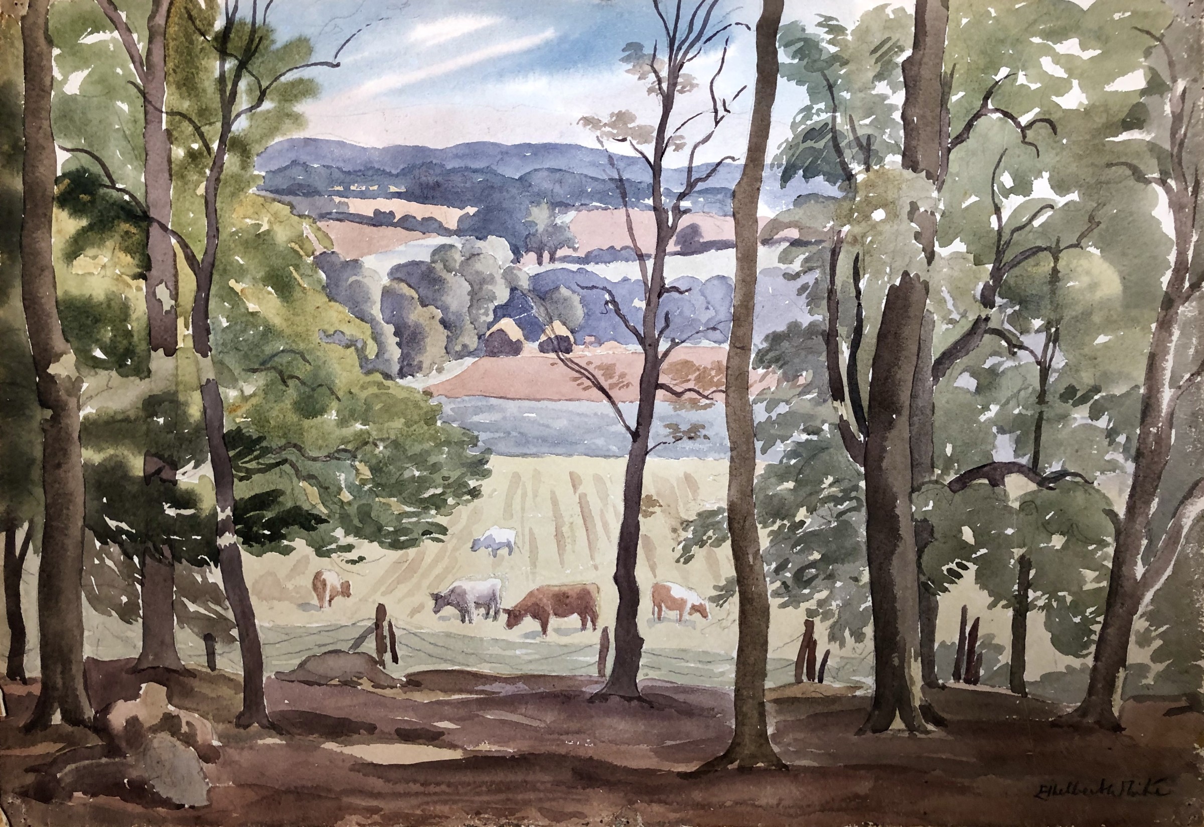 Ethelbert White, Sussex Landscape with Cattle, c. 1938 Ethelbert