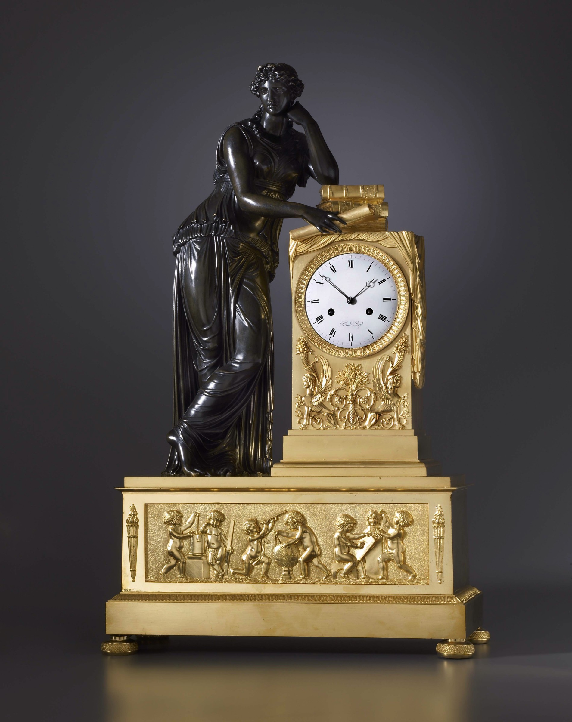 Basile-Charles, Le Roy, An Empire figural mantel clock by Basile ...
