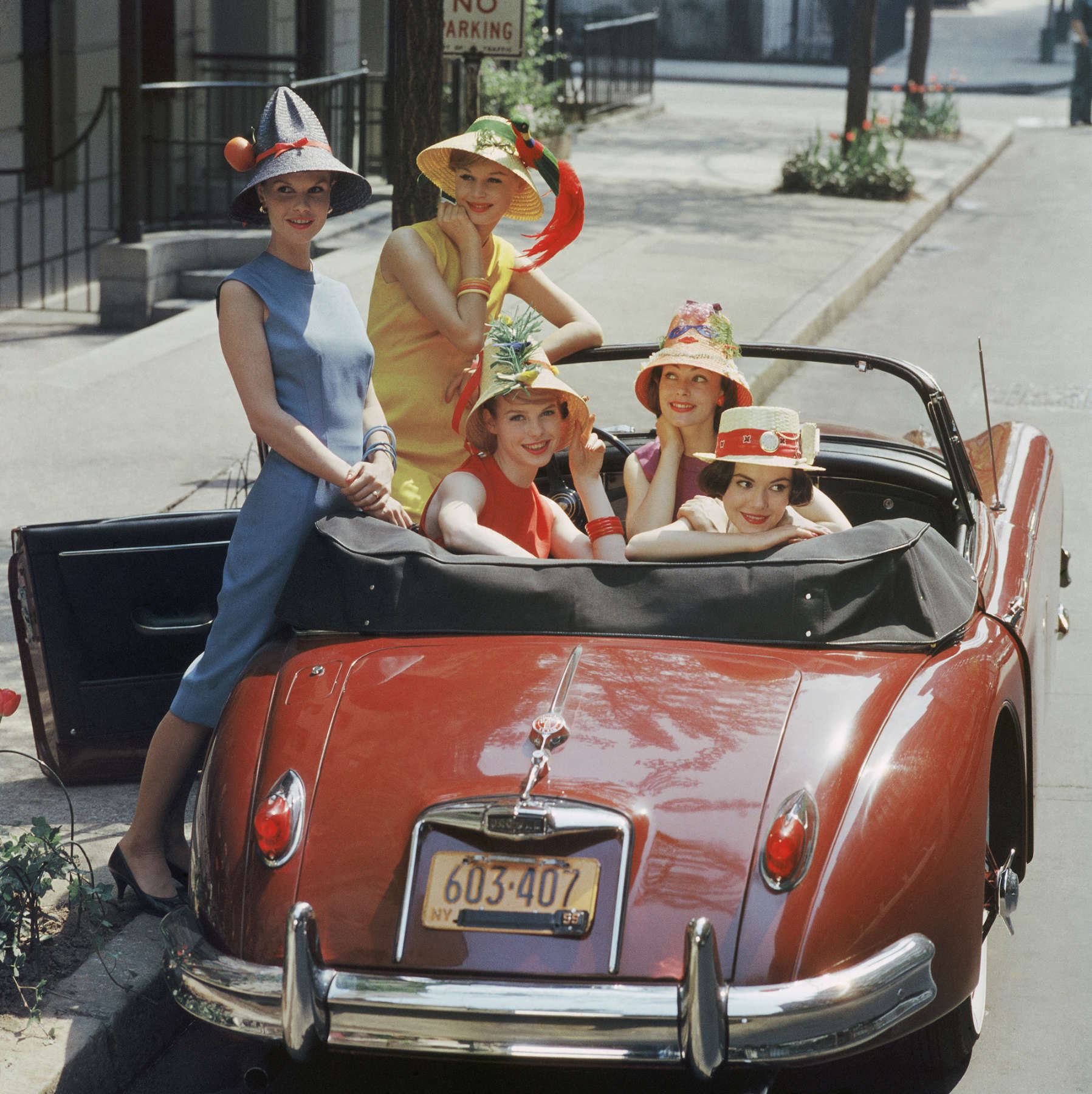 Beach Hat Models in Red Jaguar