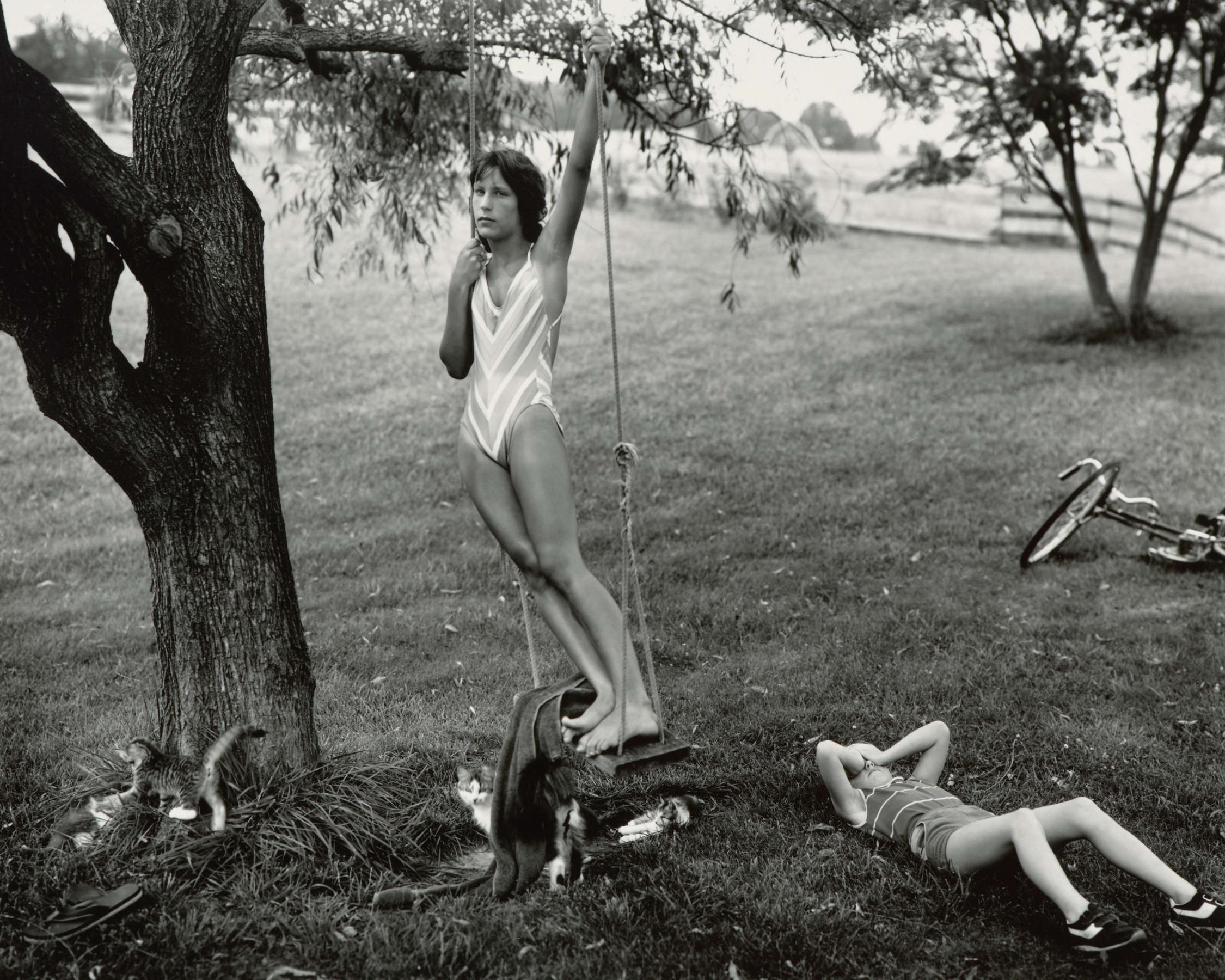 Rhonda on Swing with Kittens (At Twelve)