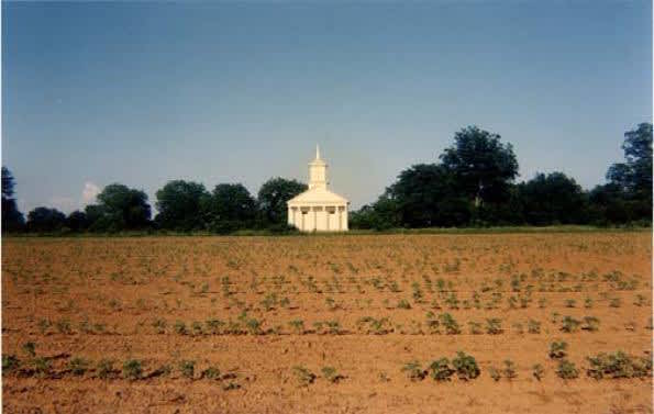 William Christenberry, Church Across Early Cotton, Pickinsville, Alabama, 1964