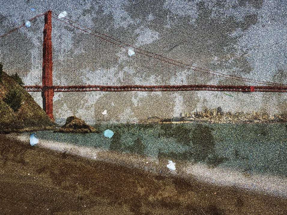 Tent Camera Image on Ground- View of the Golden Gate Bridge From Kirby Cove