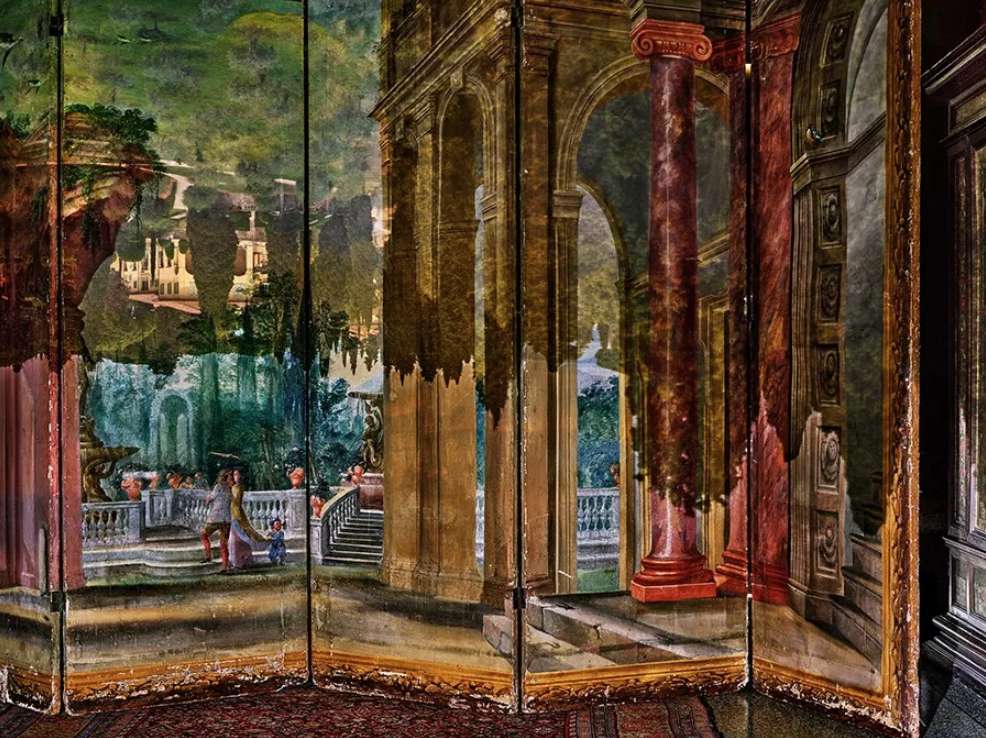 Camera Obscura: View of Gardens on Folding Screen, Villa La Pietra, Florence, Italy