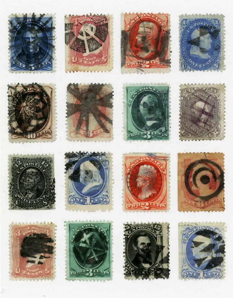 Richard Benson, Sixteen Various Large Banknote Stamps with Fancy Cancels, 2013