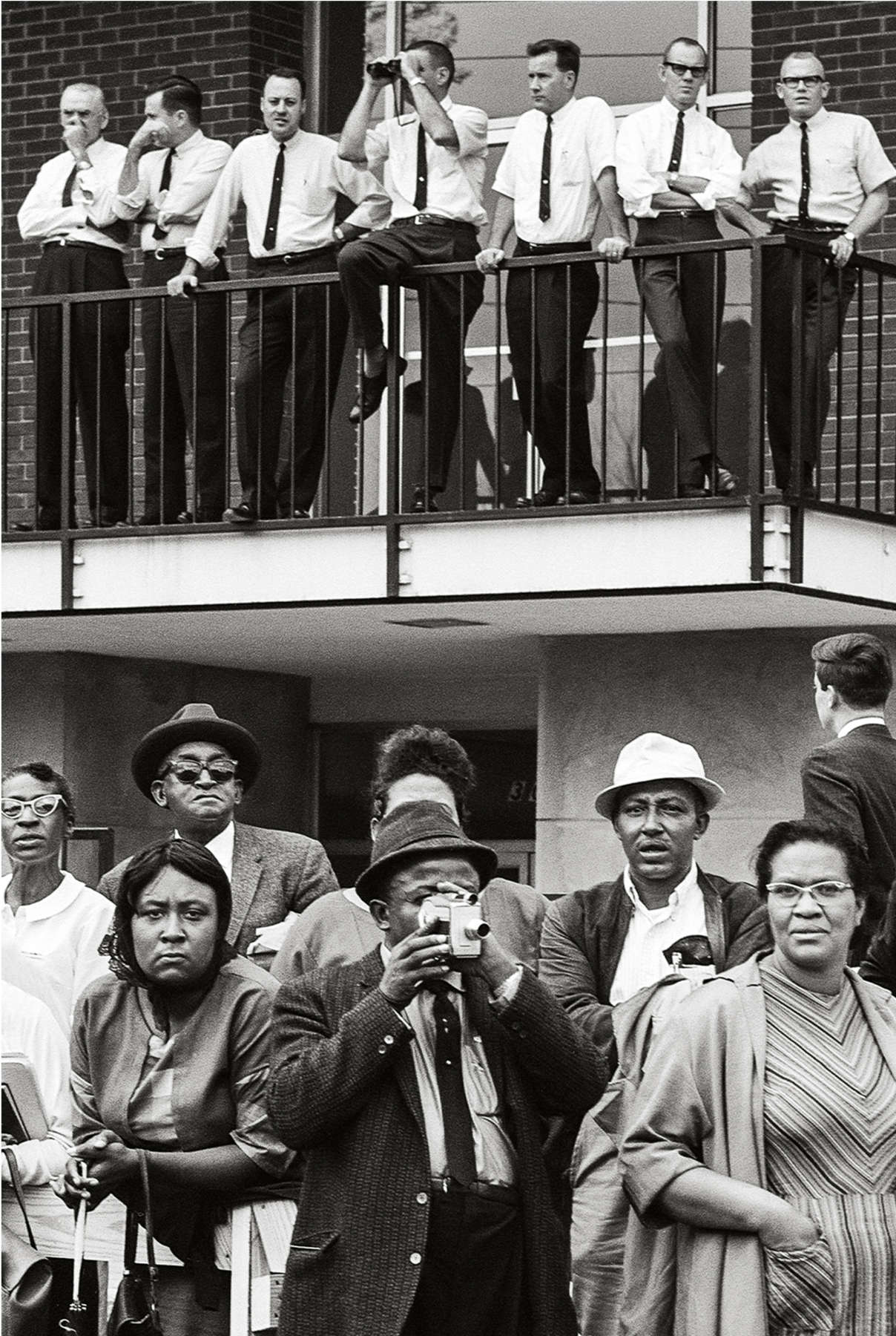 Watching the Selma March From Balcony, Montgomery, Alabama