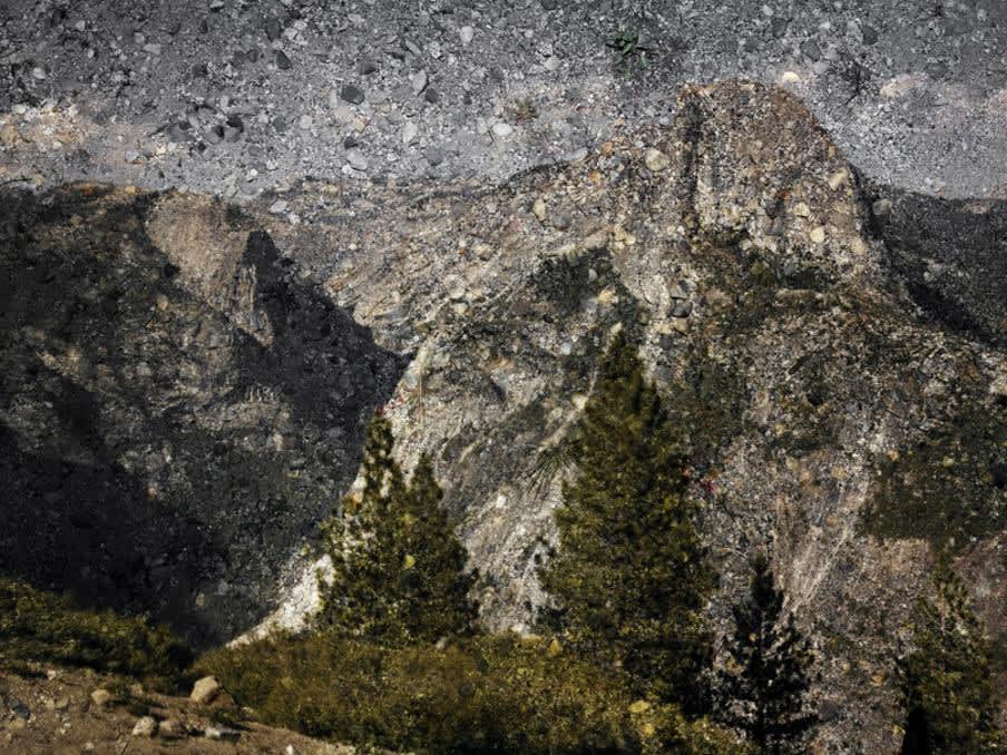 Tent-Camera Image On Ground View of Half Dome From Glacier Point. Yosemite National Park