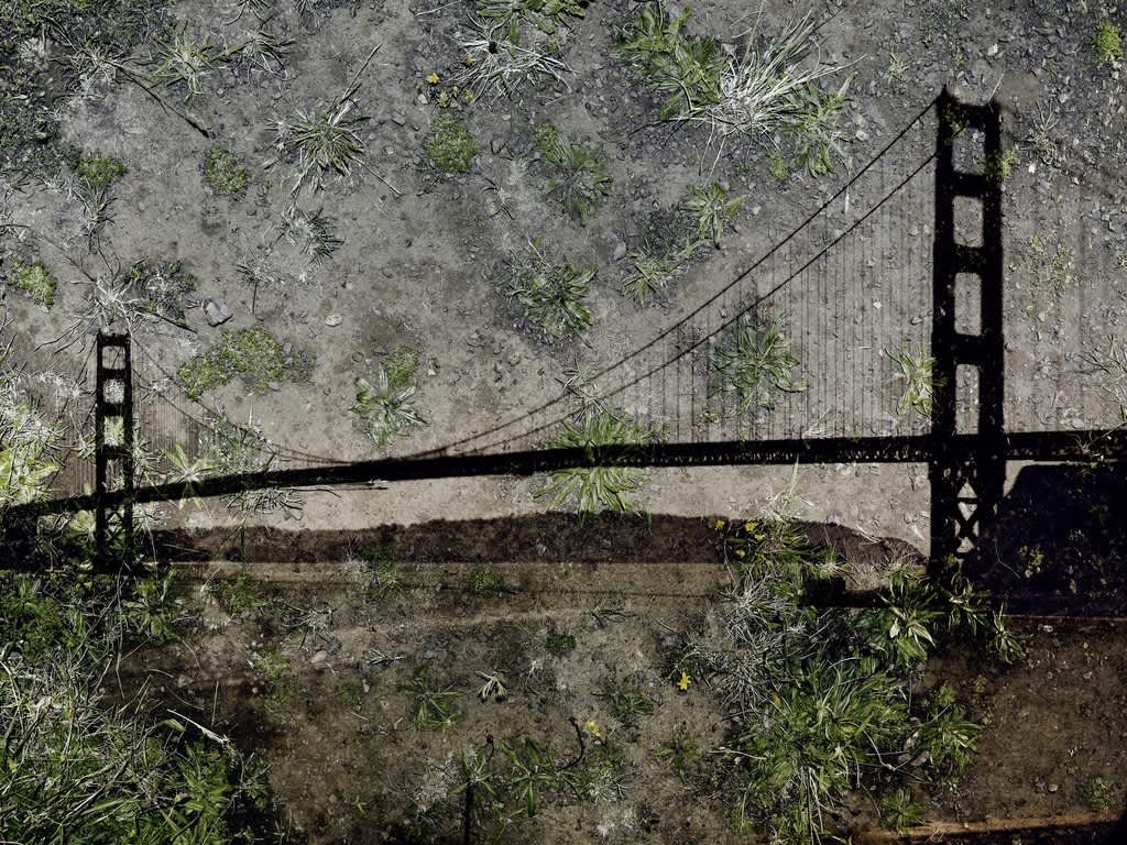 Tent Camera Image on Ground- View of the Golden Gate Bridge From Battery Yates