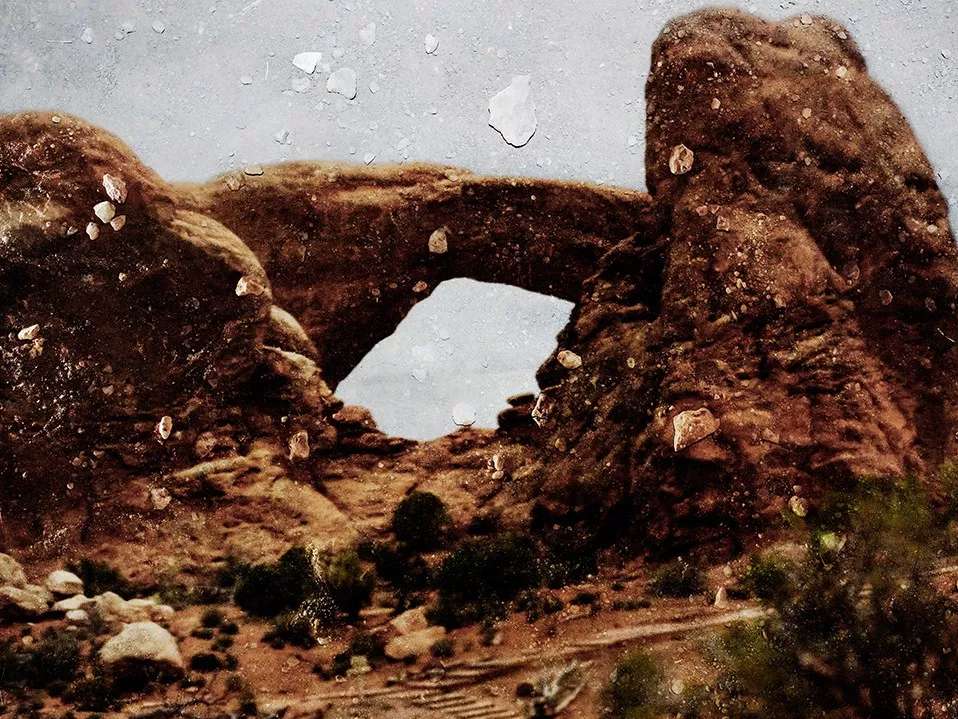 Tent-Camera Image On Ground South Window. Arches National Park, Utah